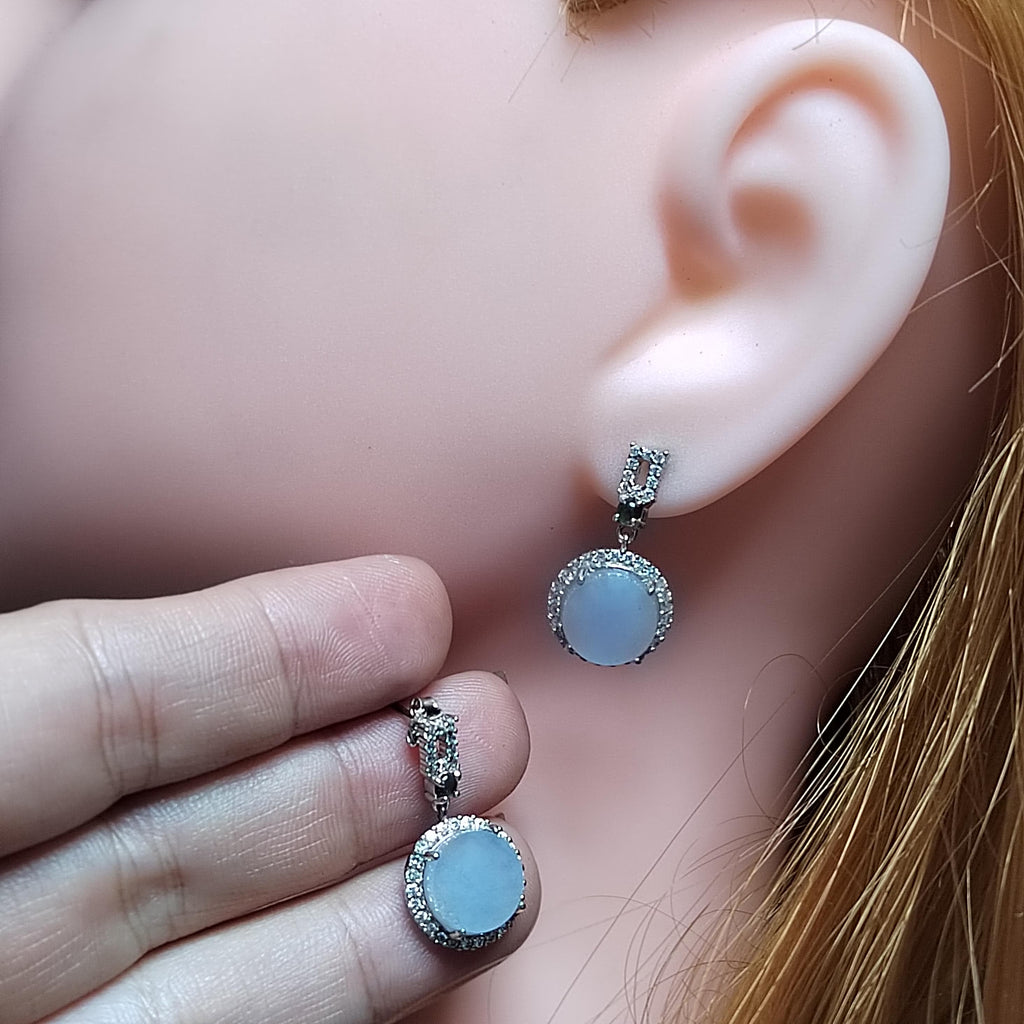 Certified A-Grade Burmese Icy Purple Jadeite Earrings | Minimalist Luxury S925 Zircon Design | SL175 SL Precious