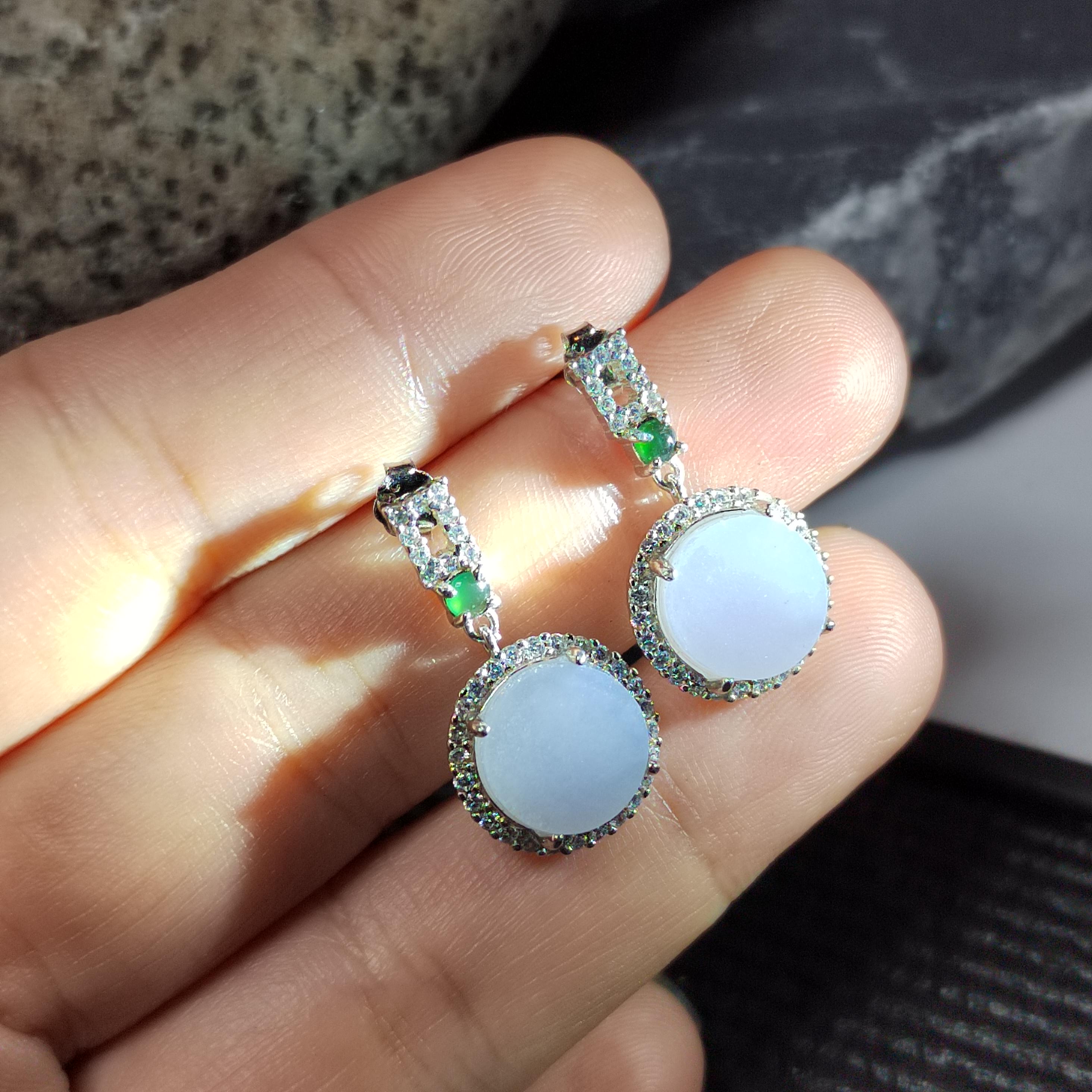 Certified A-Grade Burmese Icy Purple Jadeite Earrings | Minimalist Luxury S925 Zircon Design | SL175 SL Precious