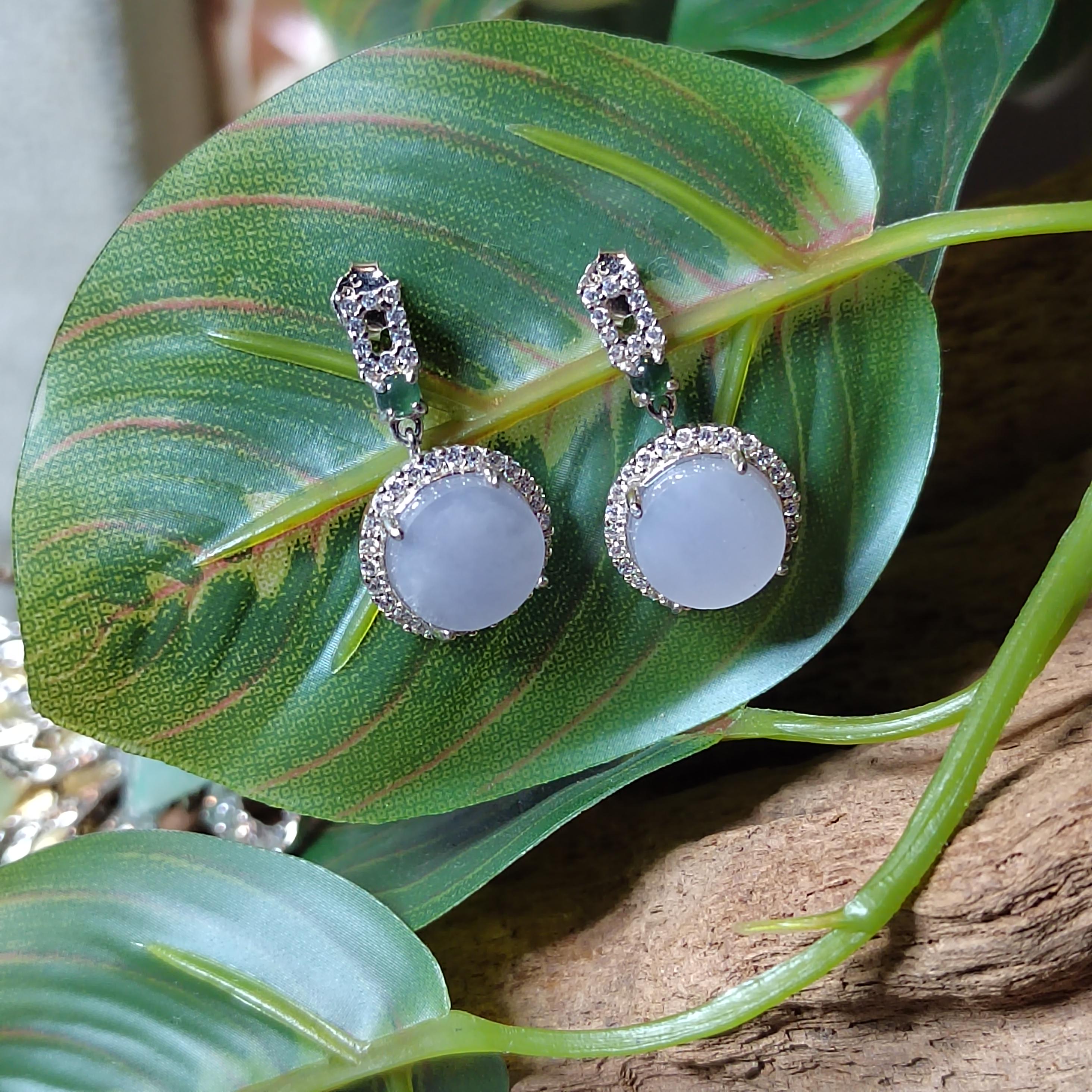 Certified A-Grade Burmese Icy Purple Jadeite Earrings | Minimalist Luxury S925 Zircon Design | SL175 SL Precious