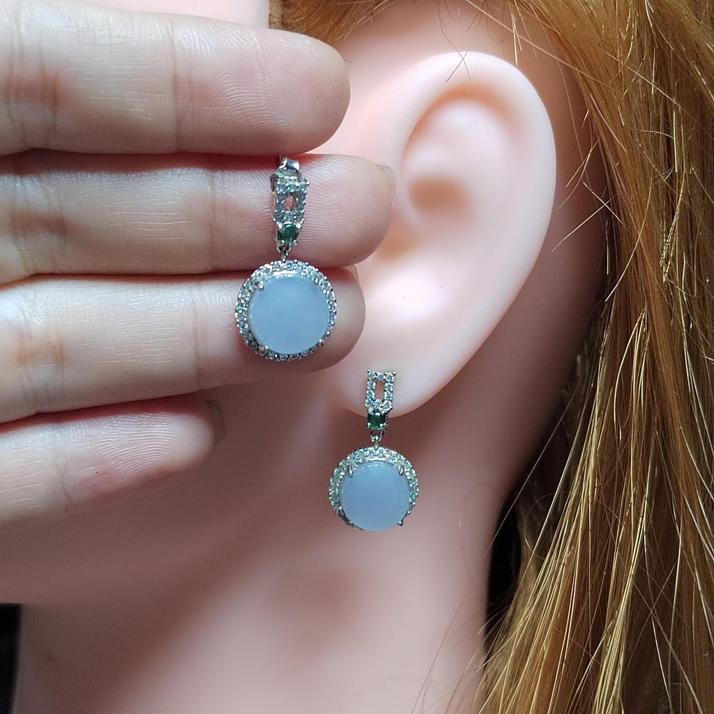 Certified A-Grade Burmese Icy Purple Jadeite Earrings | Minimalist Luxury S925 Zircon Design | SL175 SL Precious