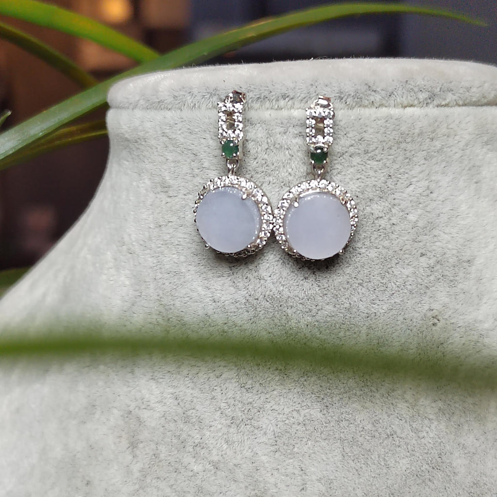 Certified A-Grade Burmese Icy Purple Jadeite Earrings | Minimalist Luxury S925 Zircon Design | SL175 SL Precious