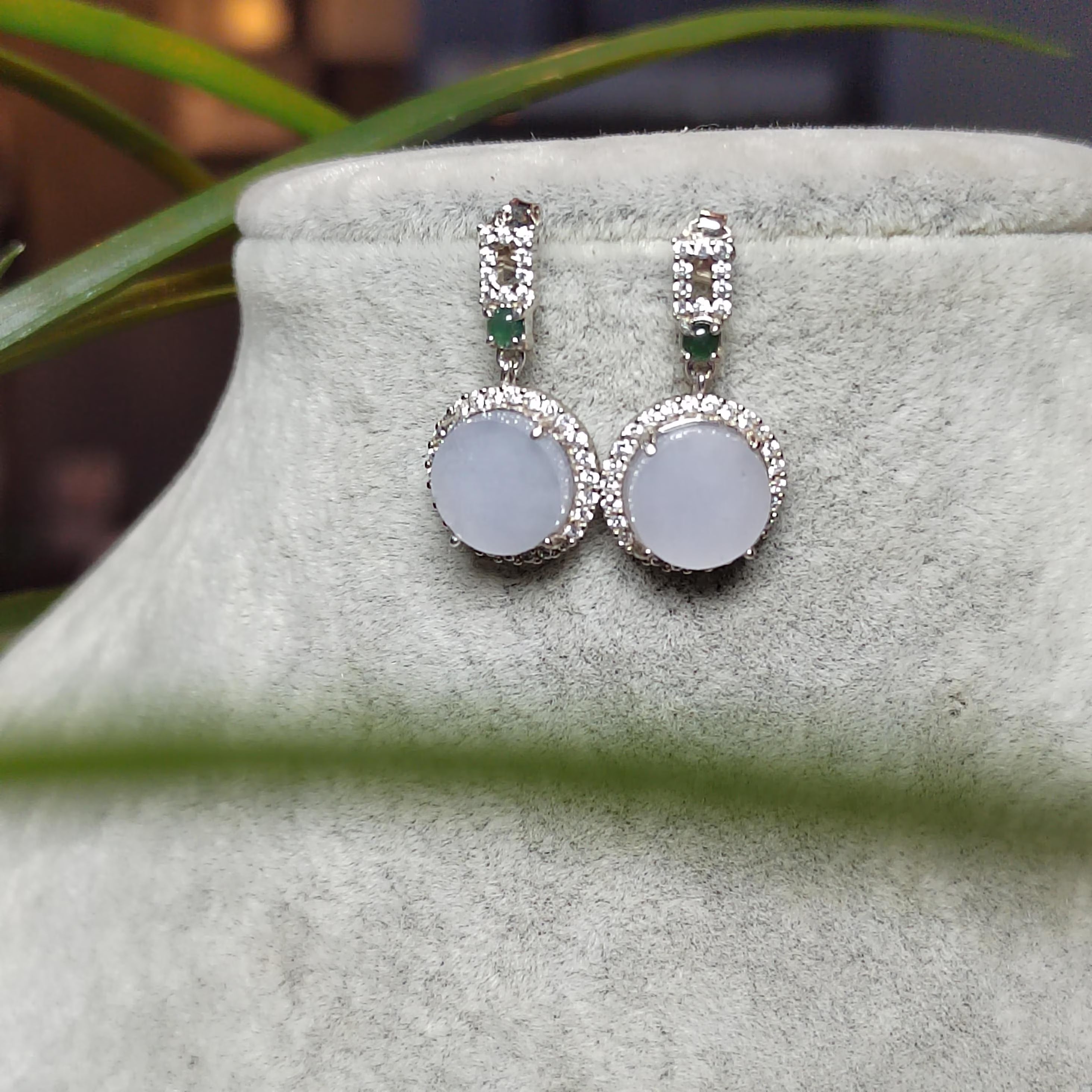 Certified A-Grade Burmese Icy Purple Jadeite Earrings | Minimalist Luxury S925 Zircon Design | SL175 SL Precious