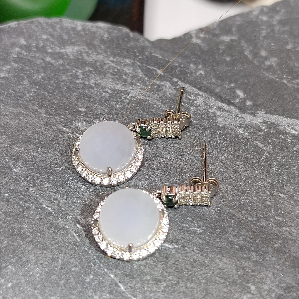 Certified A-Grade Burmese Icy Purple Jadeite Earrings | Minimalist Luxury S925 Zircon Design | SL175 SL Precious