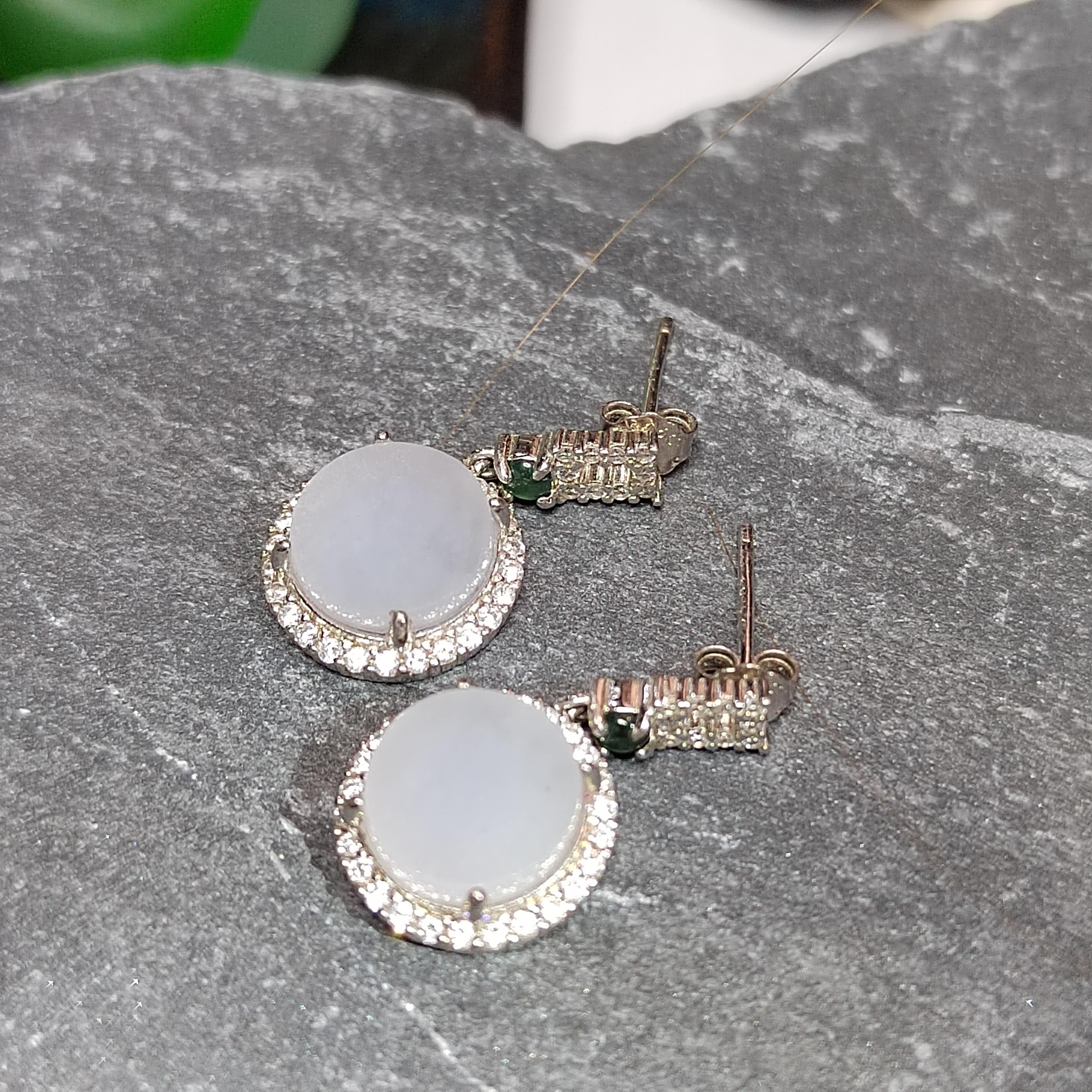 Certified A-Grade Burmese Icy Purple Jadeite Earrings | Minimalist Luxury S925 Zircon Design | SL175 SL Precious