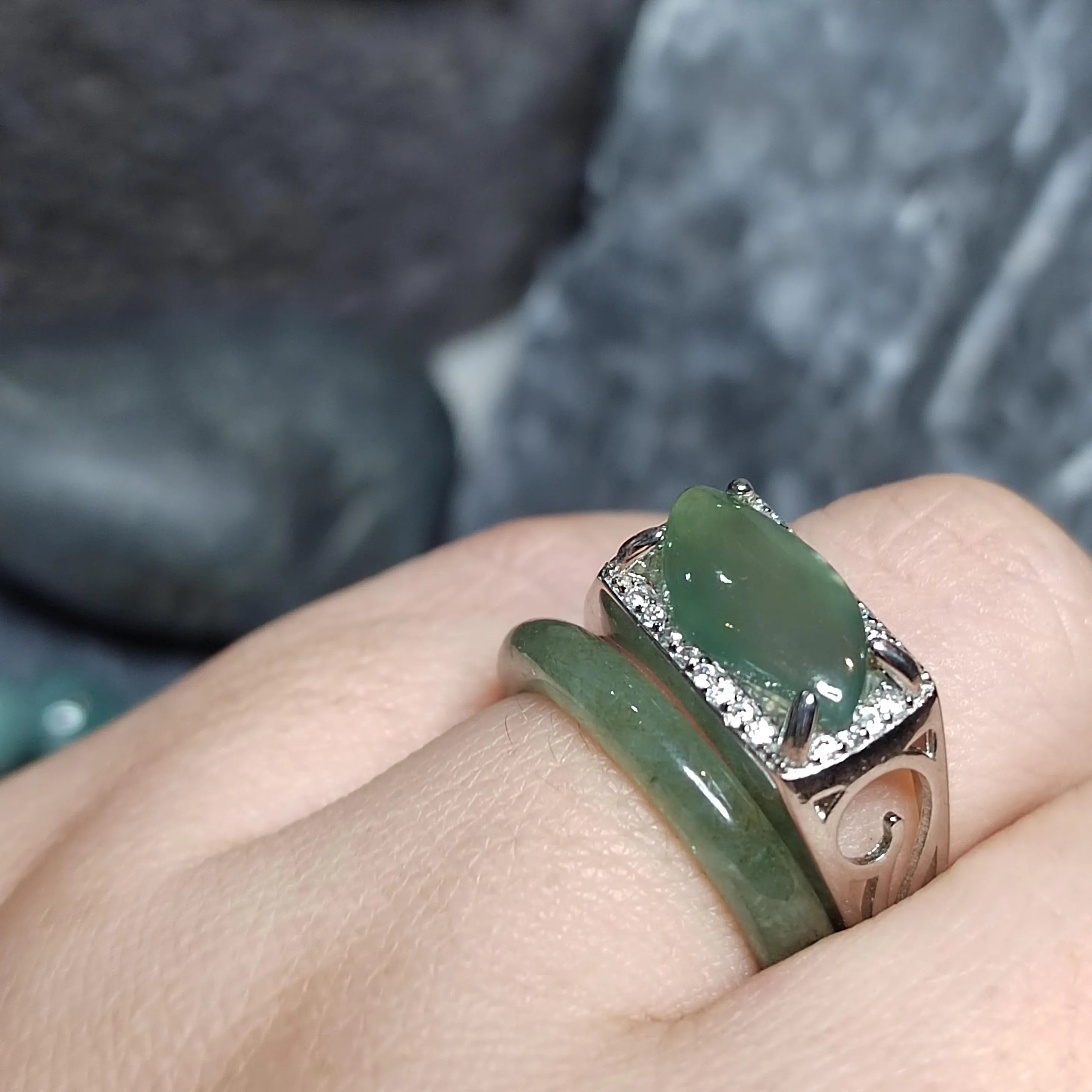 Certified Natural Untreated Burmese Icy Jadeite Men’s Ring Marquise Cut Unisex | SL465 SL Precious