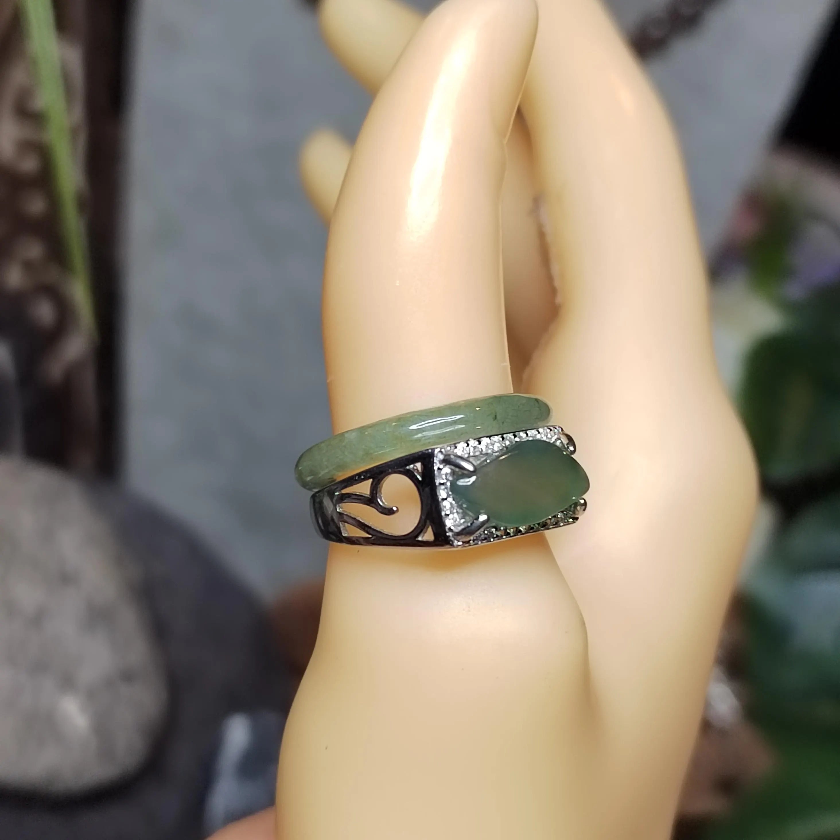 Certified Natural Untreated Burmese Icy Jadeite Men’s Ring Marquise Cut Unisex | SL465 SL Precious