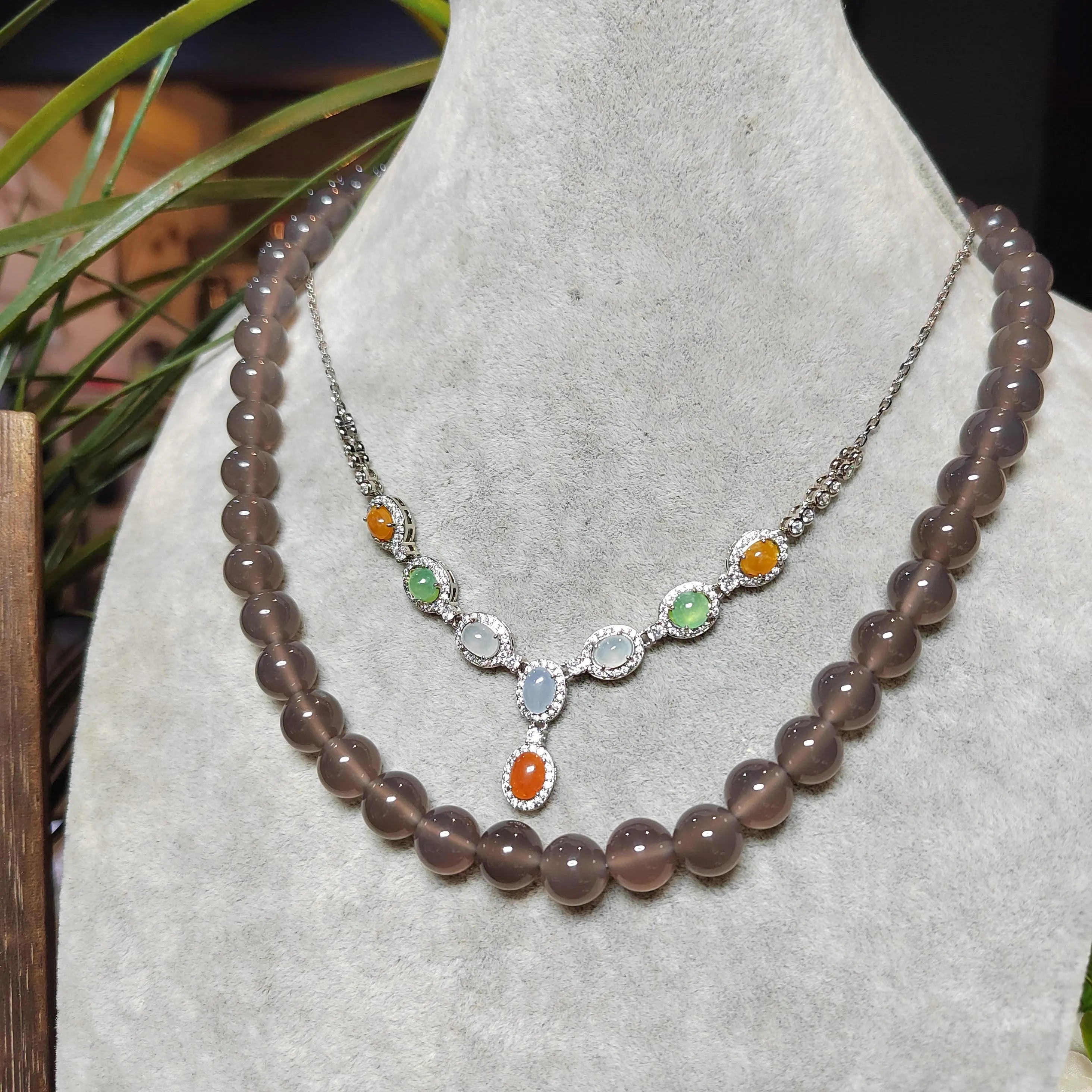 Certified Natural Untreated Burmese Elegant Collector’s Five‑Color Jadeite Necklace For Her | SL491 SL Precious