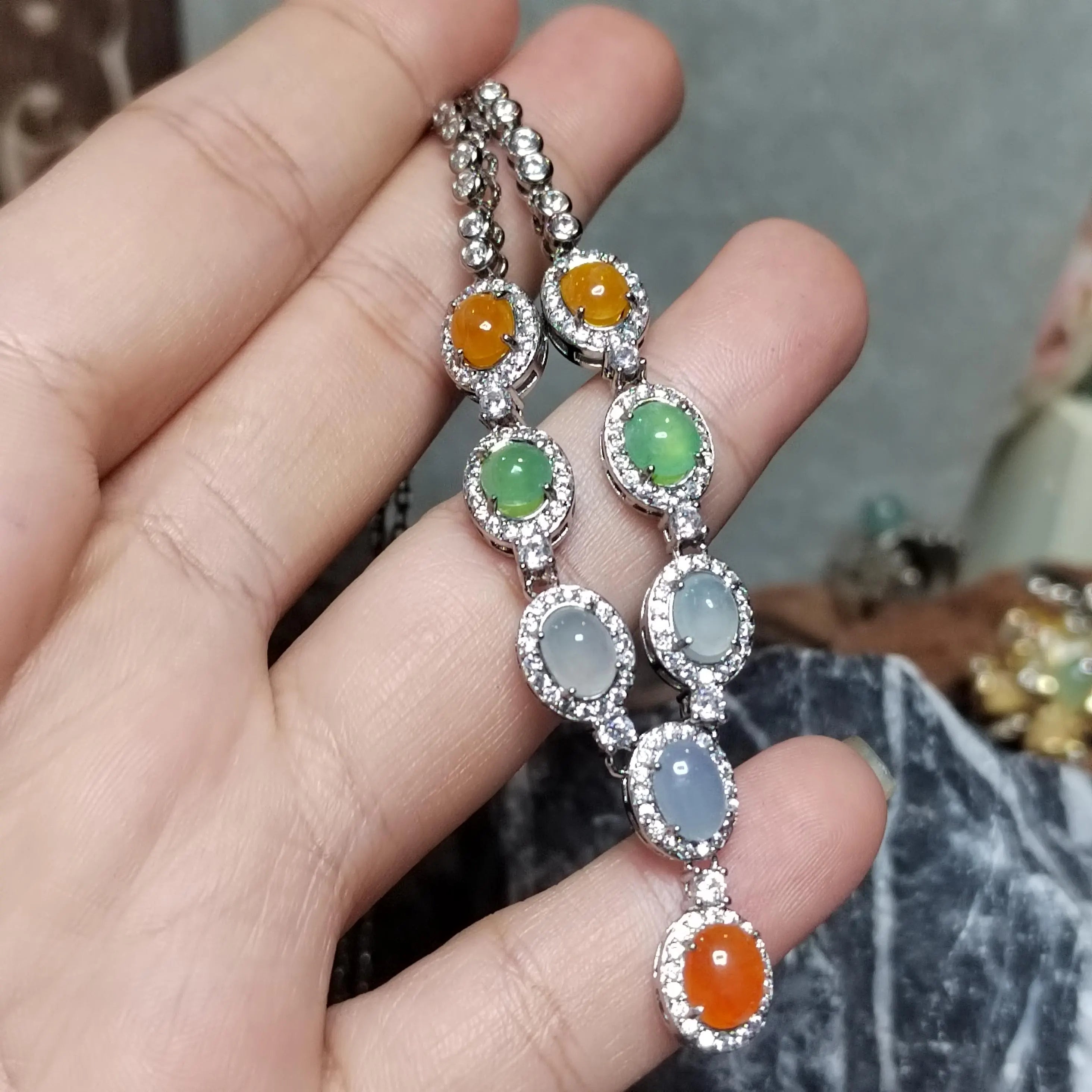 Certified Natural Untreated Burmese Elegant Collector’s Five‑Color Jadeite Necklace For Her | SL491 SL Precious
