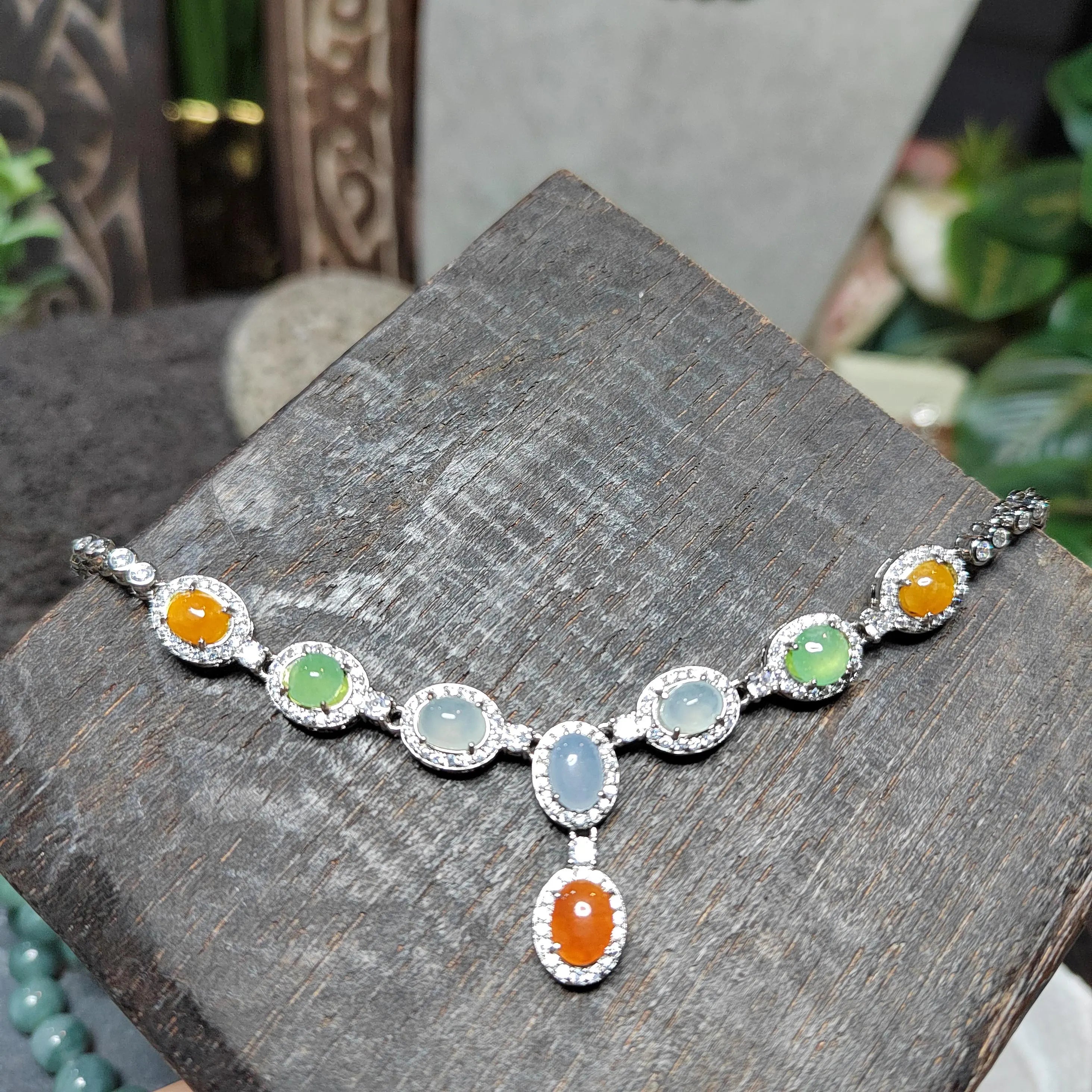 Certified Natural Untreated Burmese Elegant Collector’s Five‑Color Jadeite Necklace For Her | SL491 SL Precious