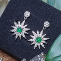 Certified A-Grade Natural Guatemala Jadeite Starburst Earrings | S925 Silver | Sparkling Zircon Drop Design | SL496 SL Precious