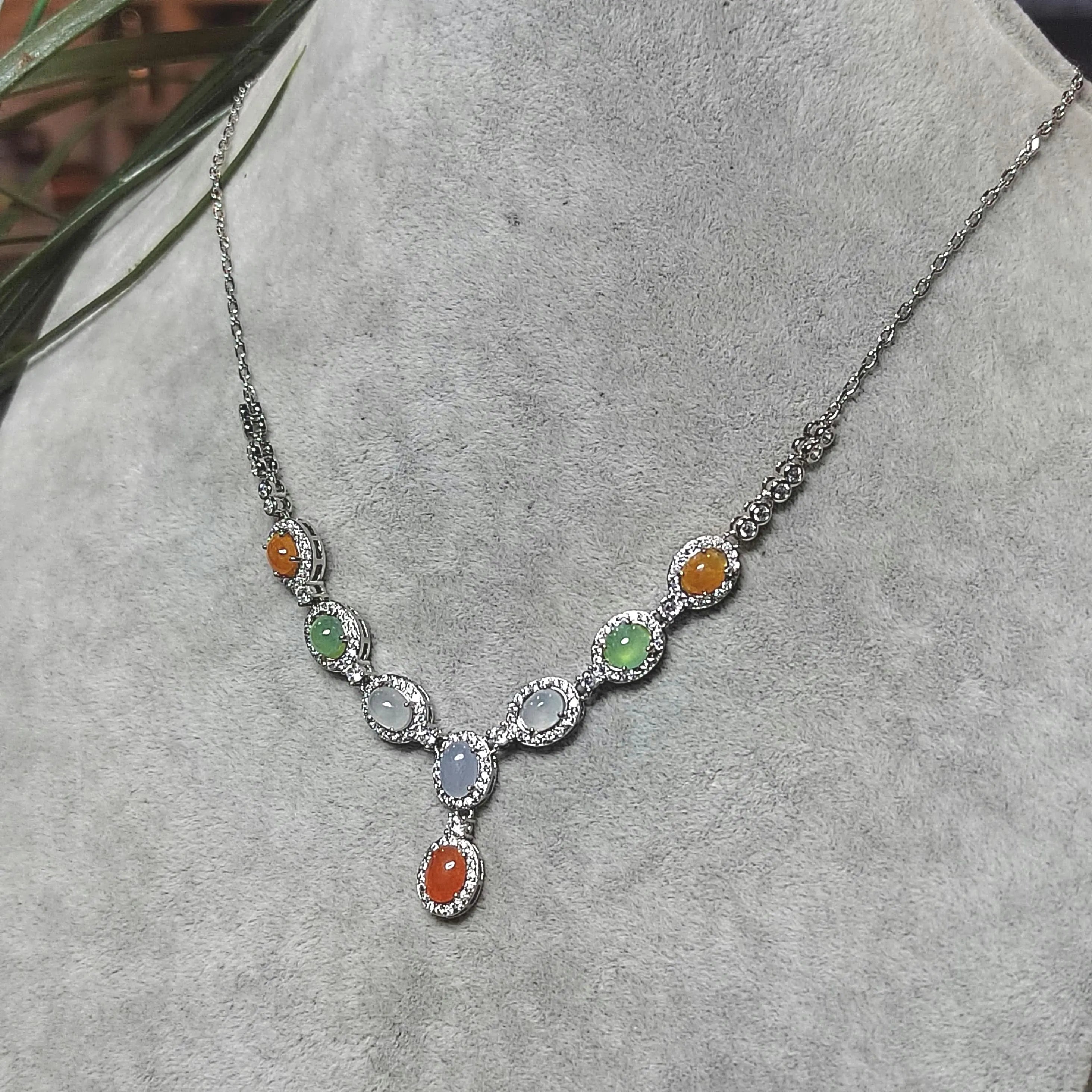 Certified Natural Untreated Burmese Elegant Collector’s Five‑Color Jadeite Necklace For Her | SL491 SL Precious