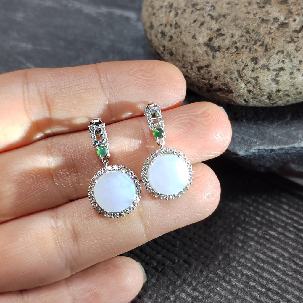 Certified A-Grade Burmese Icy Purple Jadeite Earrings | Minimalist Luxury S925 Zircon Design | SL175 SL Precious