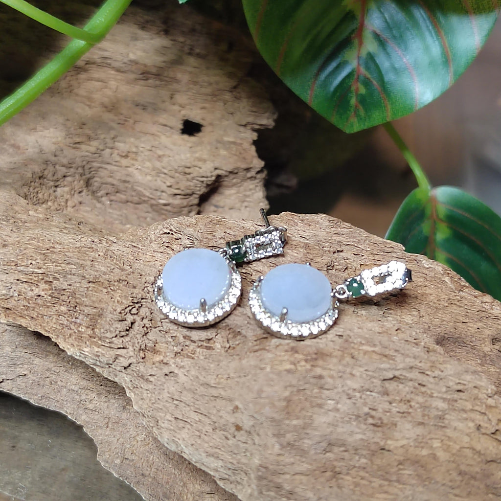 Certified A-Grade Burmese Icy Purple Jadeite Earrings | Minimalist Luxury S925 Zircon Design | SL175 SL Precious