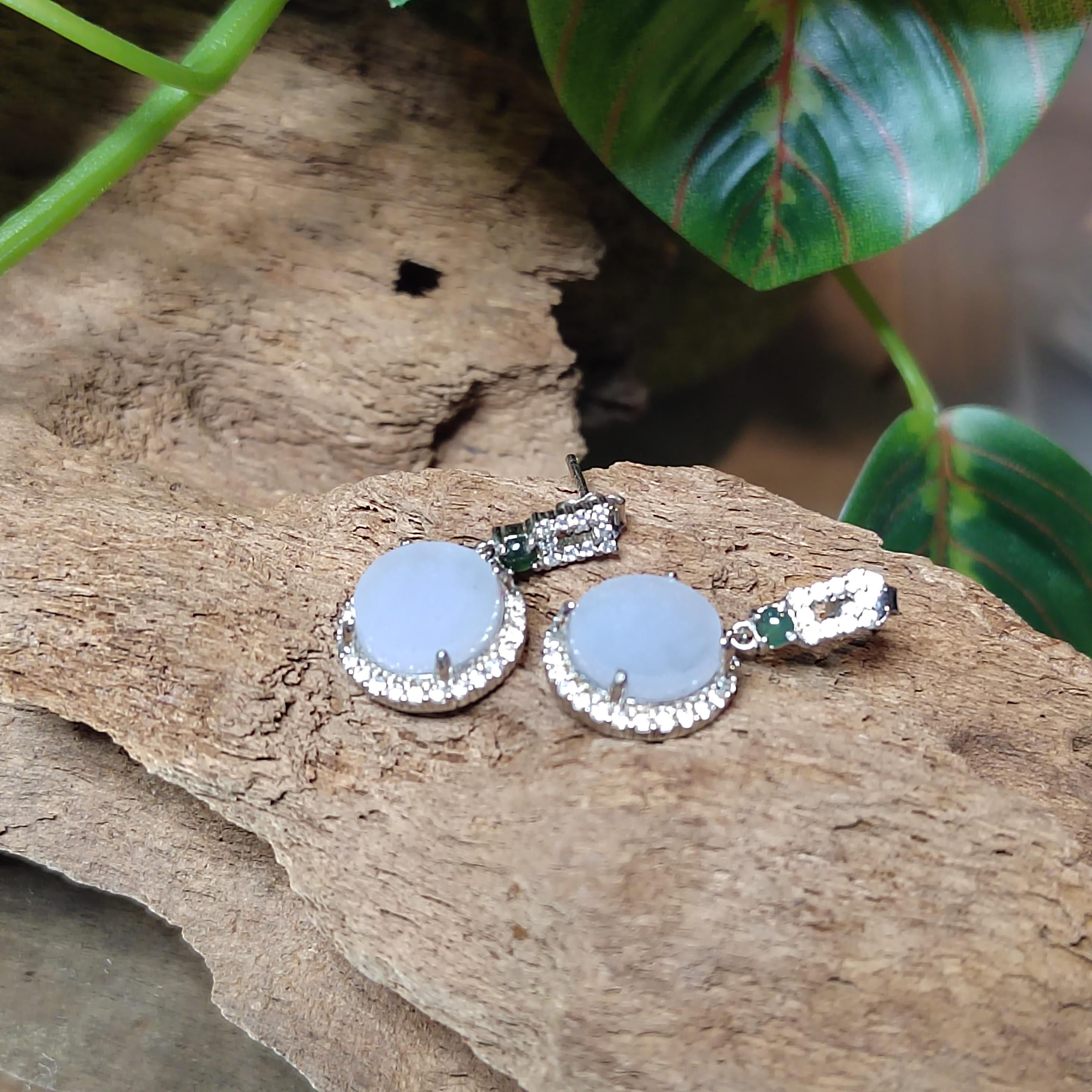 Certified A-Grade Burmese Icy Purple Jadeite Earrings | Minimalist Luxury S925 Zircon Design | SL175 SL Precious