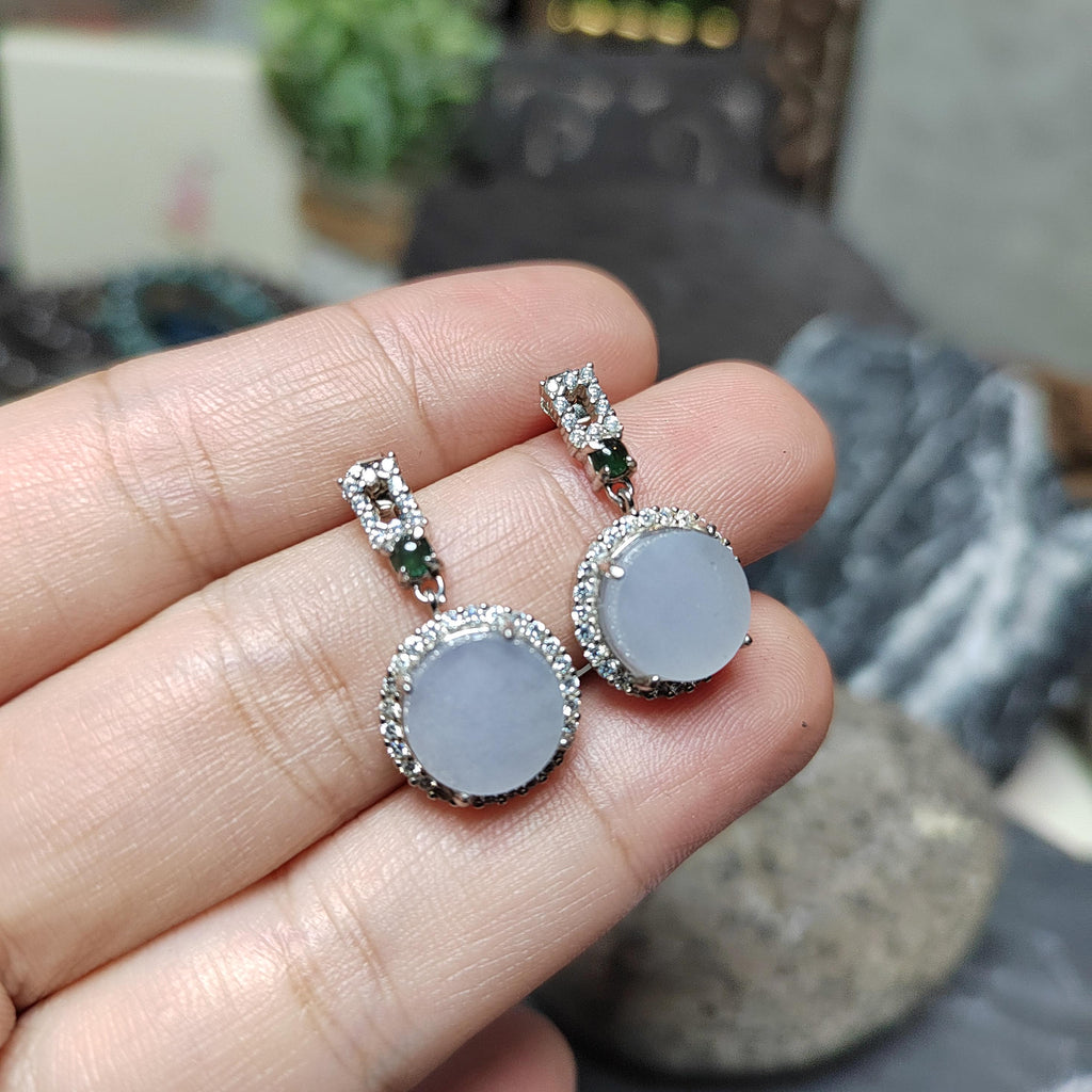 Certified A-Grade Burmese Icy Purple Jadeite Earrings | Minimalist Luxury S925 Zircon Design | SL175 SL Precious