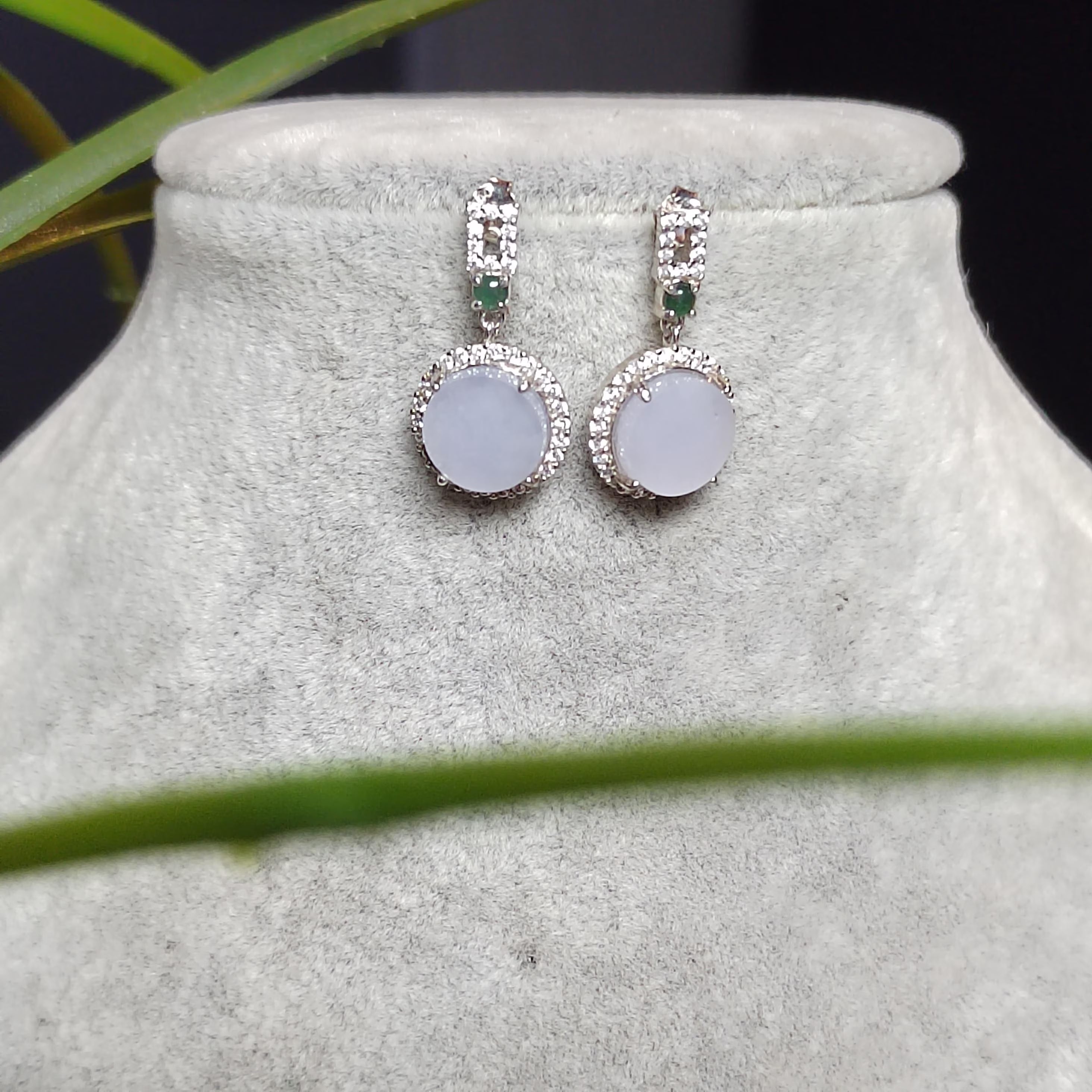 Certified A-Grade Burmese Icy Purple Jadeite Earrings | Minimalist Luxury S925 Zircon Design | SL175 SL Precious