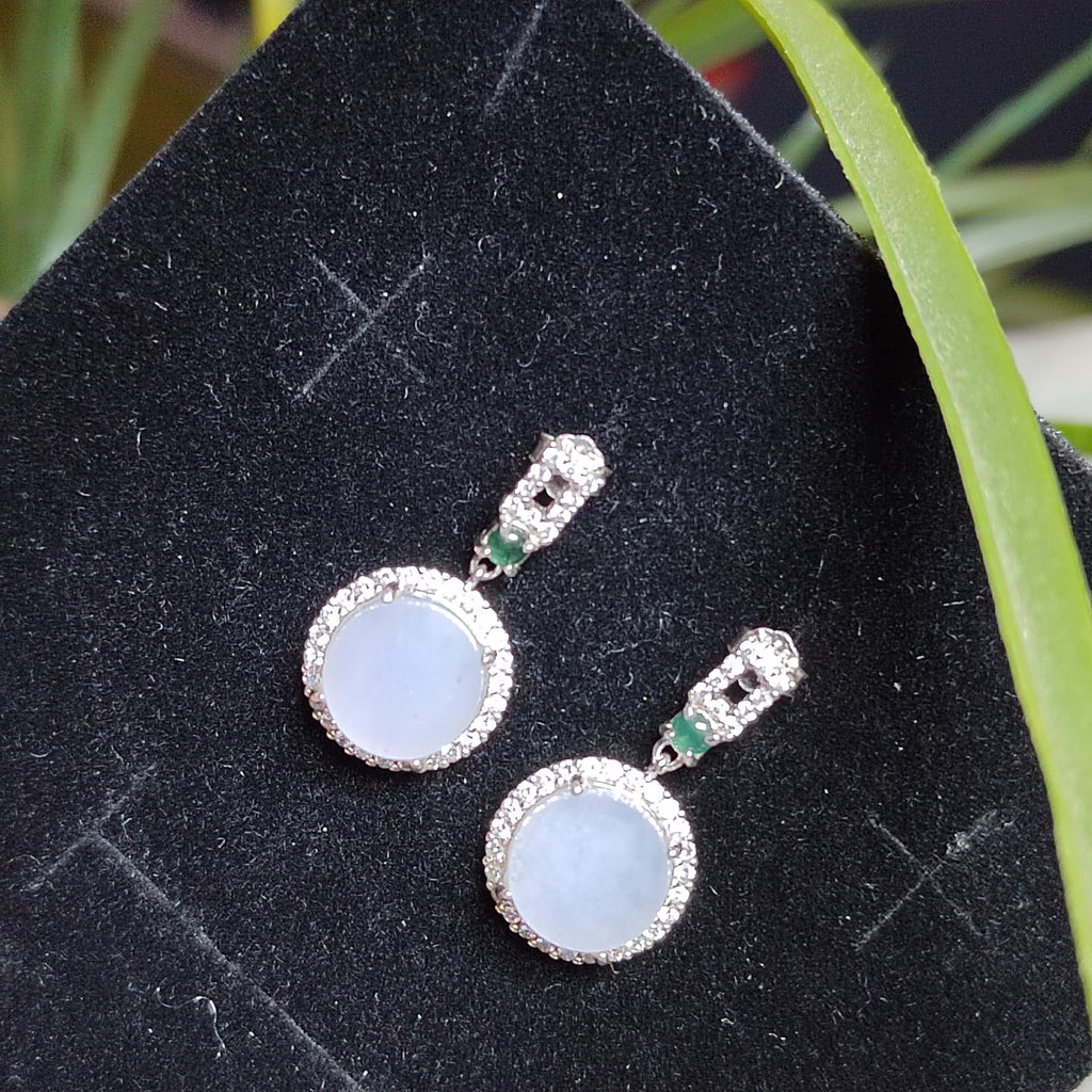 Certified A-Grade Burmese Icy Purple Jadeite Earrings | Minimalist Luxury S925 Zircon Design | SL175 SL Precious