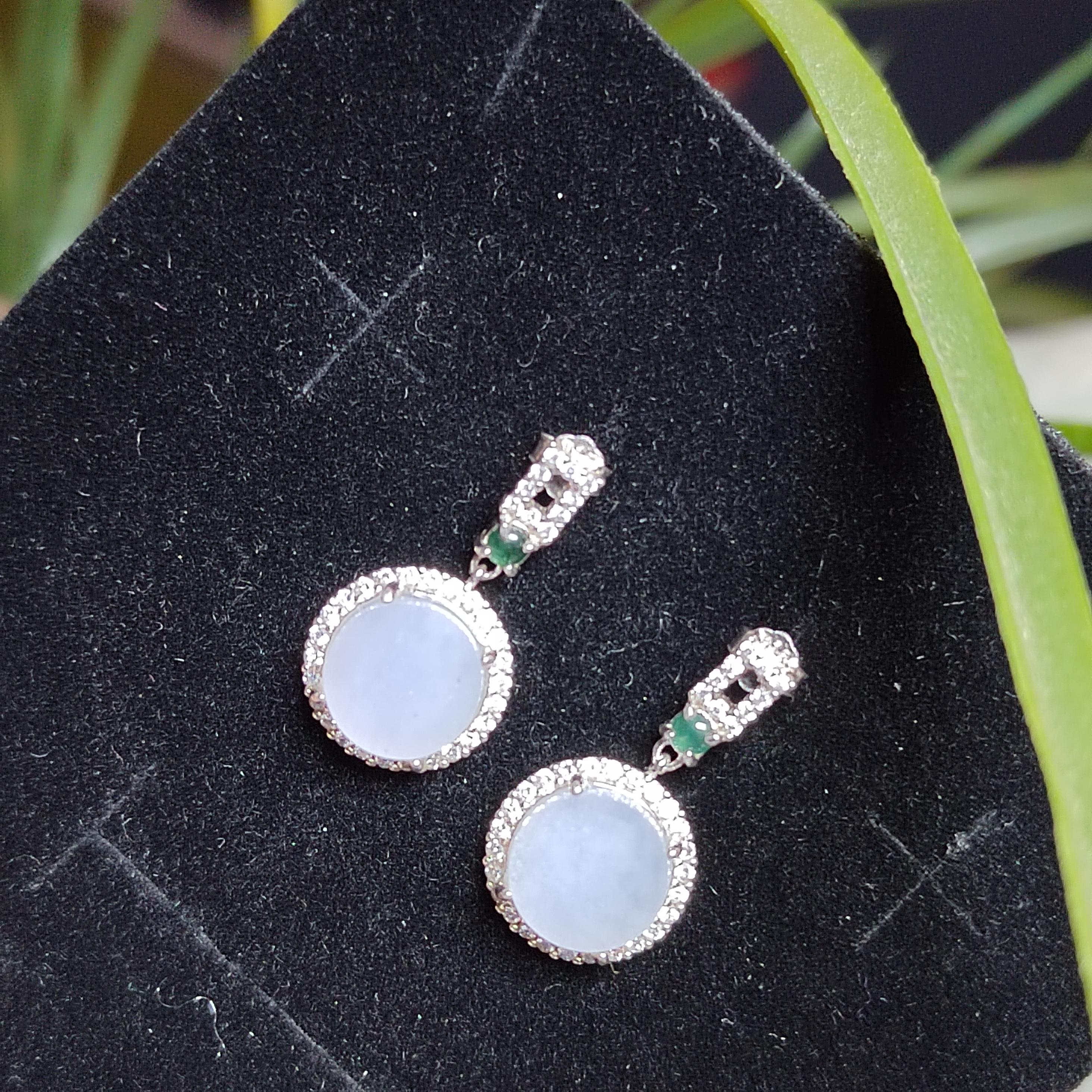 Certified A-Grade Burmese Icy Purple Jadeite Earrings | Minimalist Luxury S925 Zircon Design | SL175 SL Precious