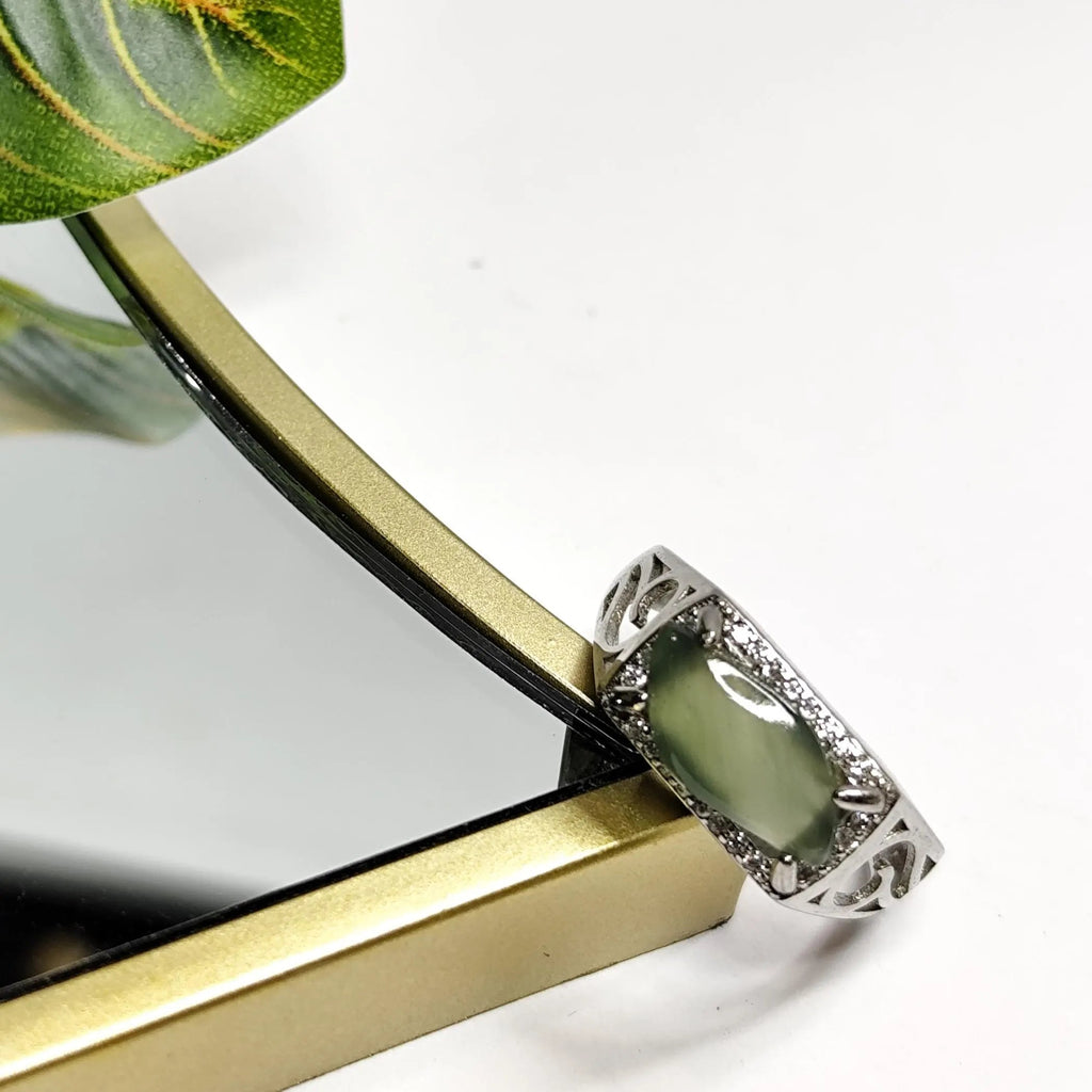 Certified Natural Untreated Burmese Icy Jadeite Men’s Ring Marquise Cut Unisex | SL465 SL Precious