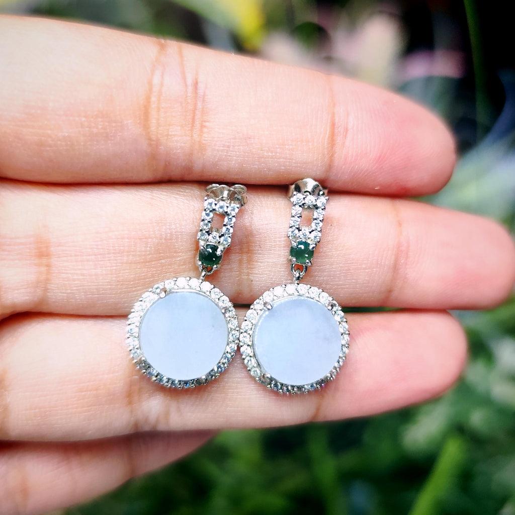 Certified A-Grade Burmese Icy Purple Jadeite Earrings | Minimalist Luxury S925 Zircon Design | SL175 SL Precious