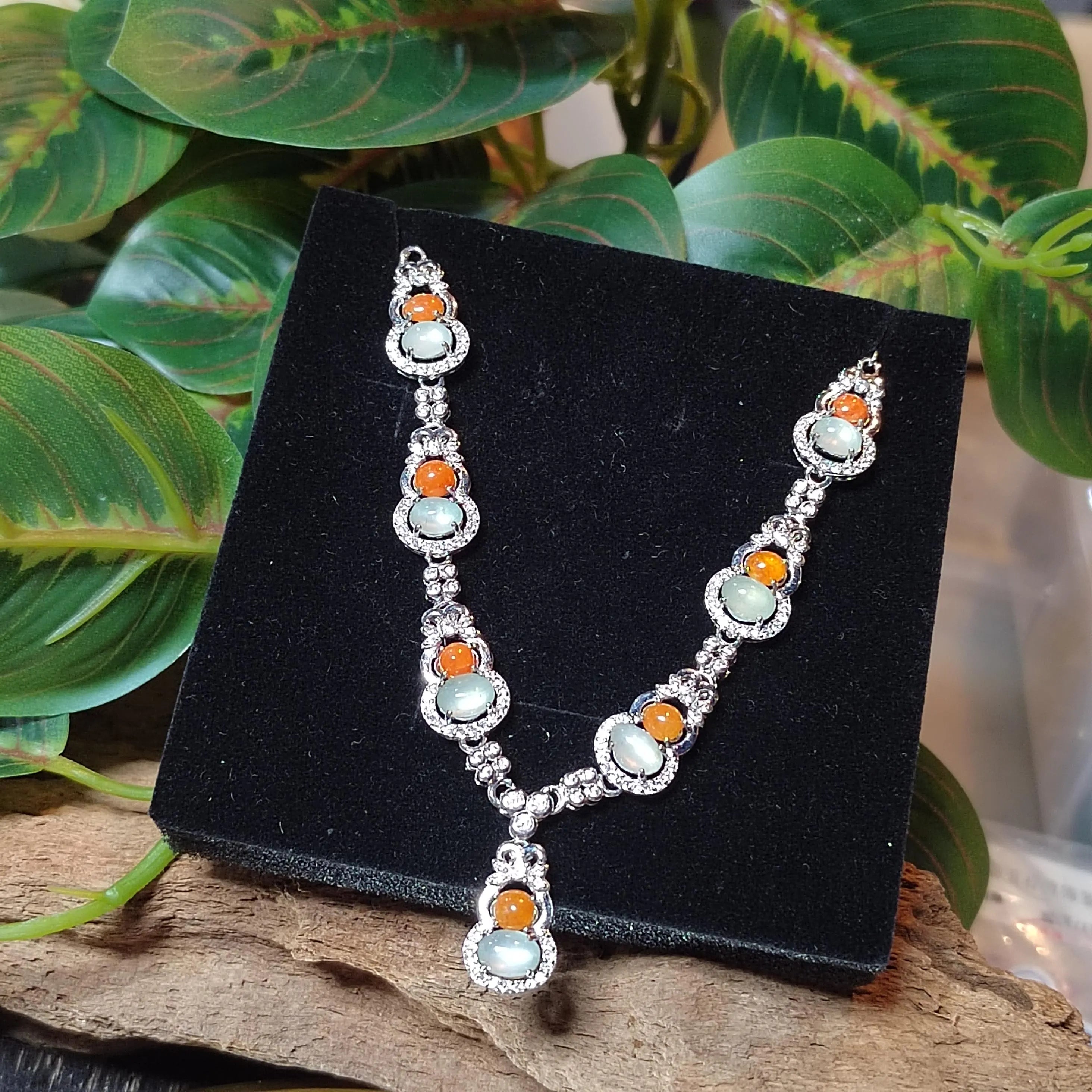 Certified Untreated Burmese Red & White Icy Jadeite Wulu Necklace | S925 Sterling Silver with Zircon SL501 SL Precious