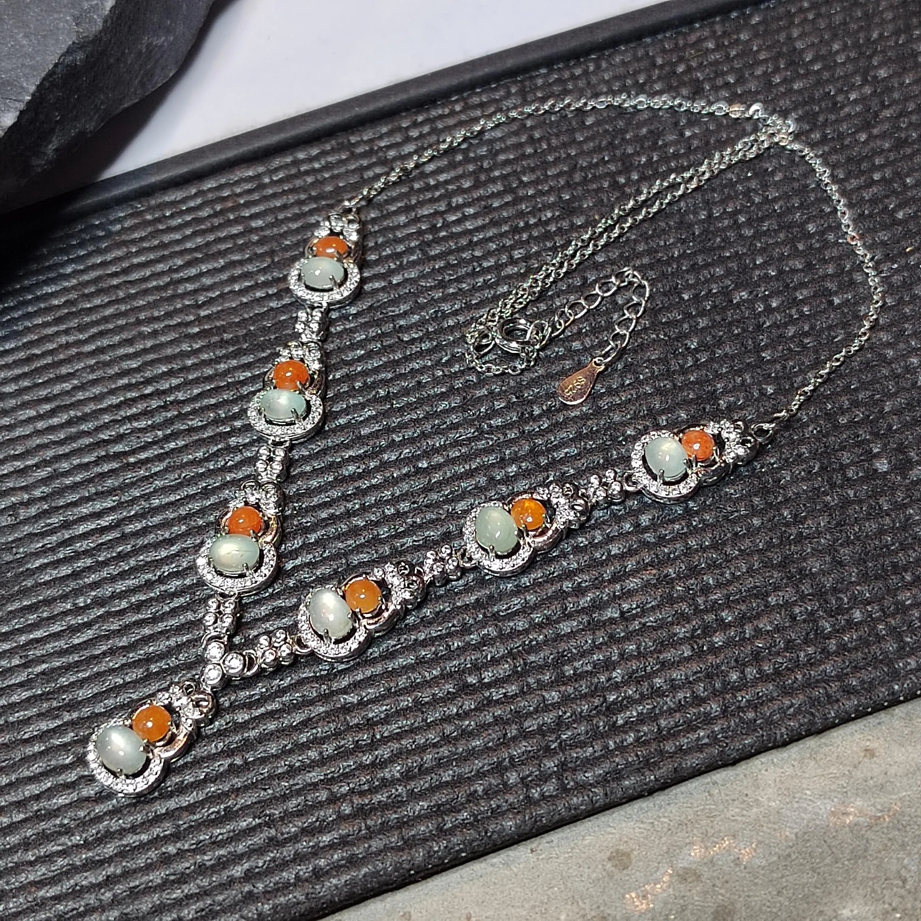 Certified Untreated Burmese Red & White Icy Jadeite Wulu Necklace | S925 Sterling Silver with Zircon SL501 SL Precious