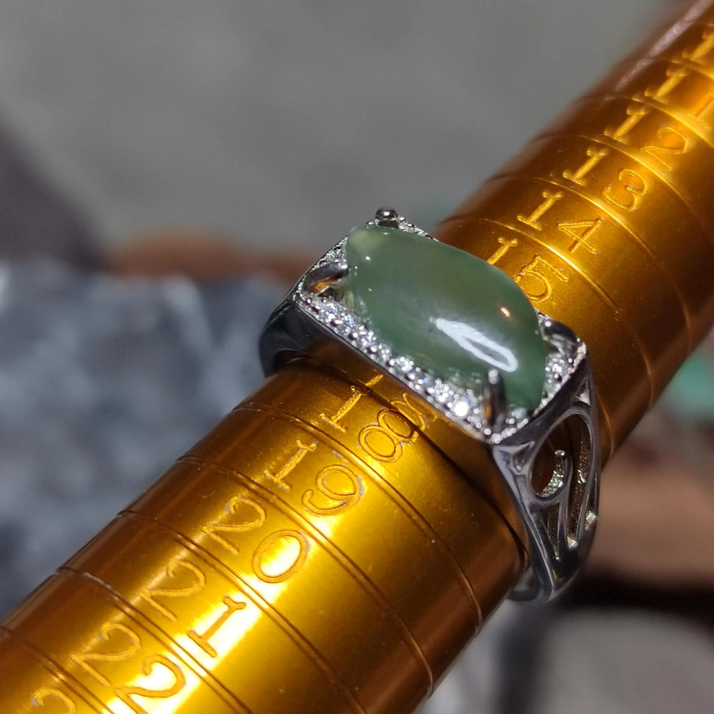 Certified Natural Untreated Burmese Icy Jadeite Men’s Ring Marquise Cut Unisex | SL465 SL Precious