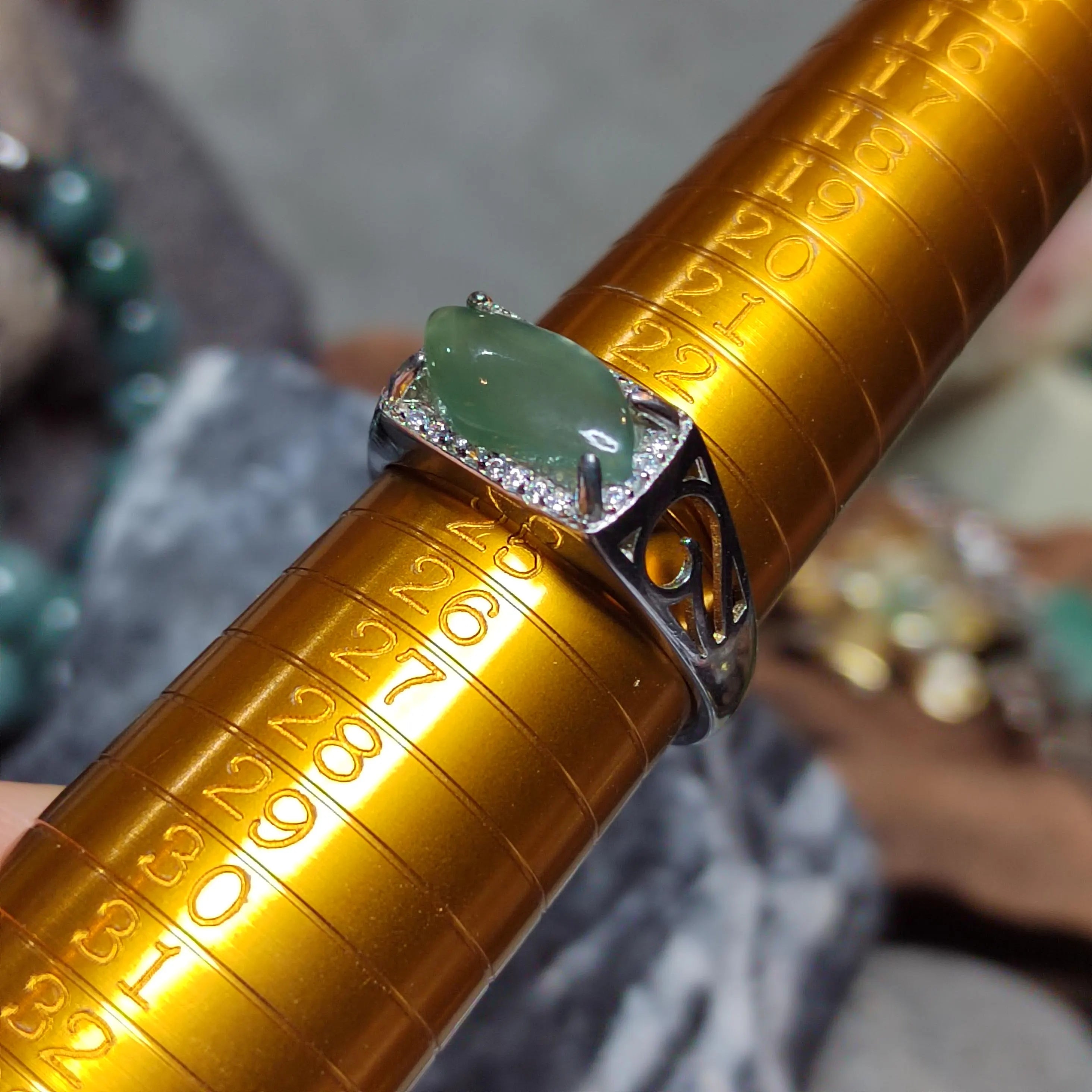 Certified Natural Untreated Burmese Icy Jadeite Men’s Ring Marquise Cut Unisex | SL465 SL Precious