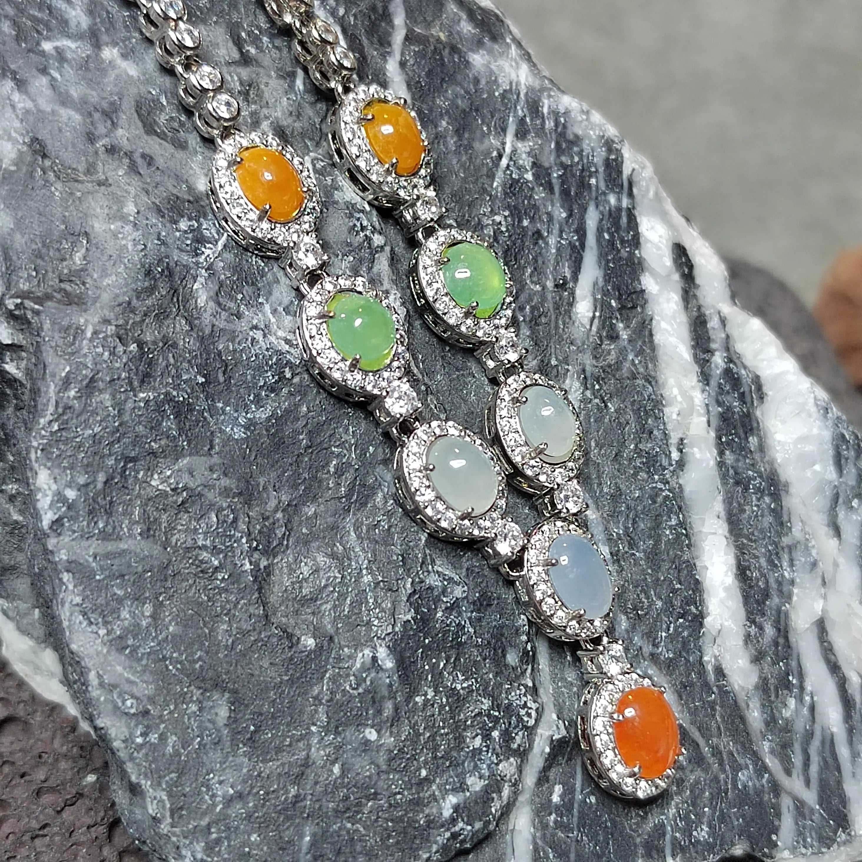 Certified Natural Untreated Burmese Elegant Collector’s Five‑Color Jadeite Necklace For Her | SL491 SL Precious