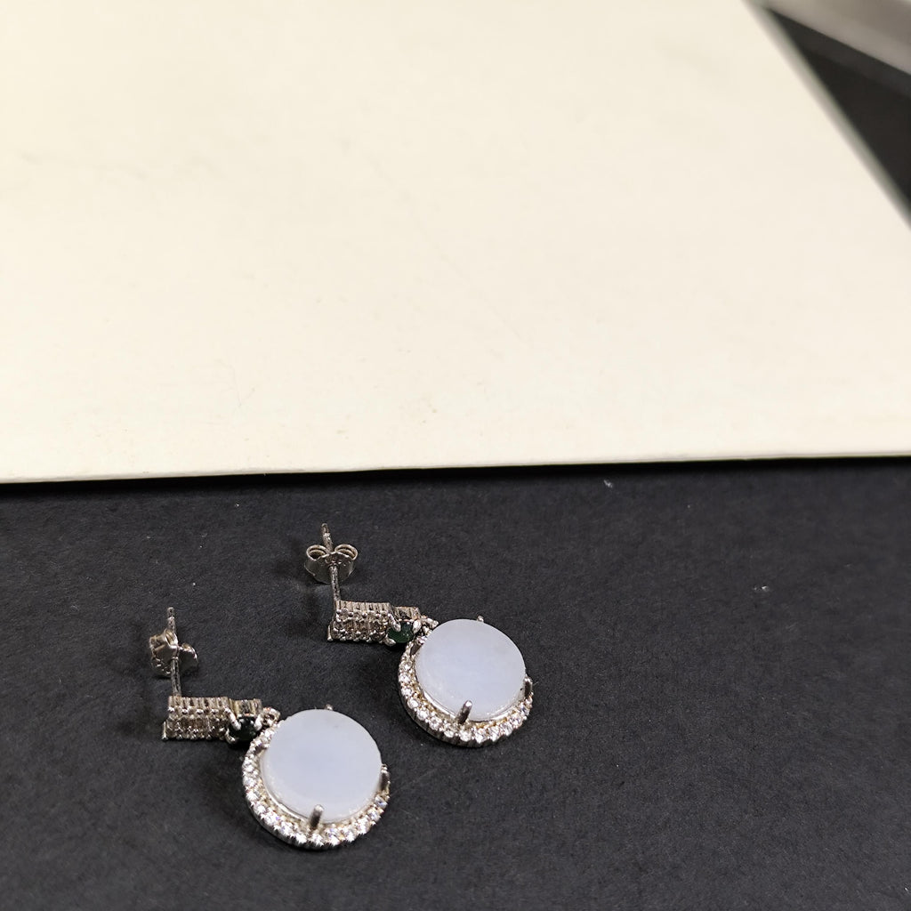 Certified A-Grade Burmese Icy Purple Jadeite Earrings | Minimalist Luxury S925 Zircon Design | SL175 SL Precious