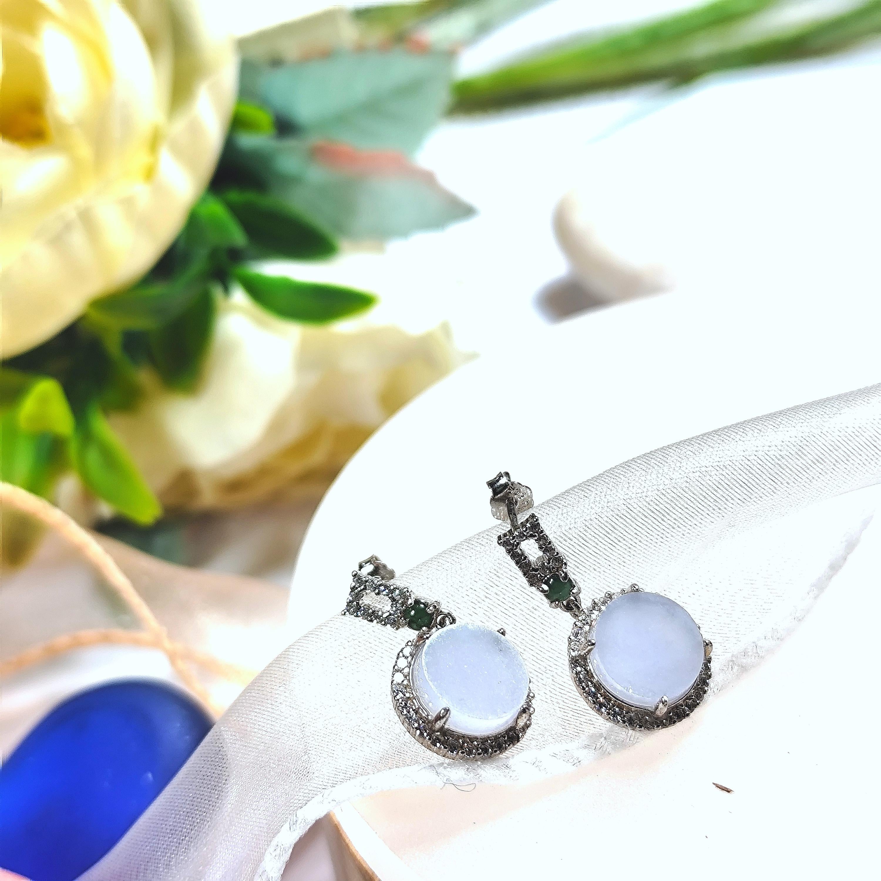 Certified A-Grade Burmese Icy Purple Jadeite Earrings | Minimalist Luxury S925 Zircon Design | SL175 SL Precious