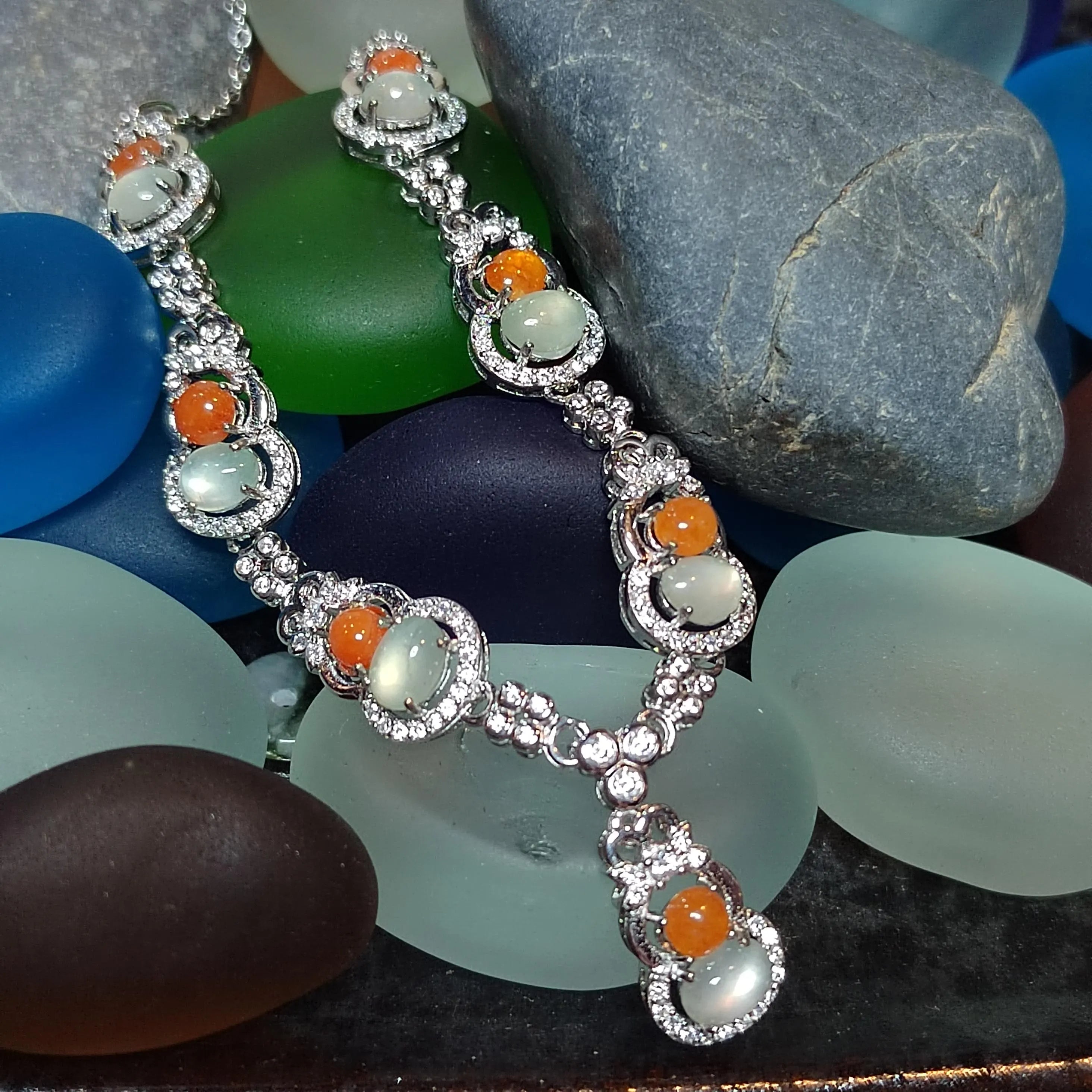 Certified Untreated Burmese Red & White Icy Jadeite Wulu Necklace | S925 Sterling Silver with Zircon SL501 SL Precious