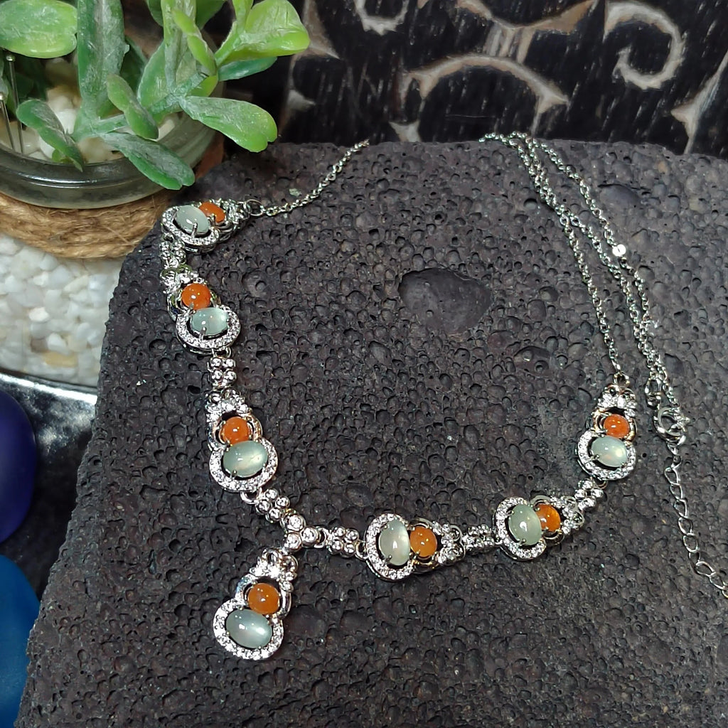 Certified Untreated Burmese Red & White Icy Jadeite Wulu Necklace | S925 Sterling Silver with Zircon SL501 SL Precious