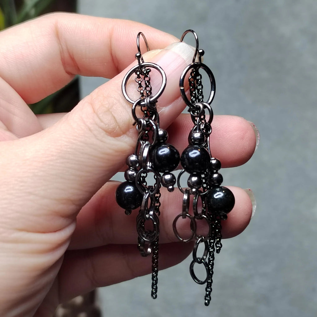 Certified Black Ink Jadeite Necklace Set | Burmese Mala, Earrings & Bracelet SL508 SL Precious