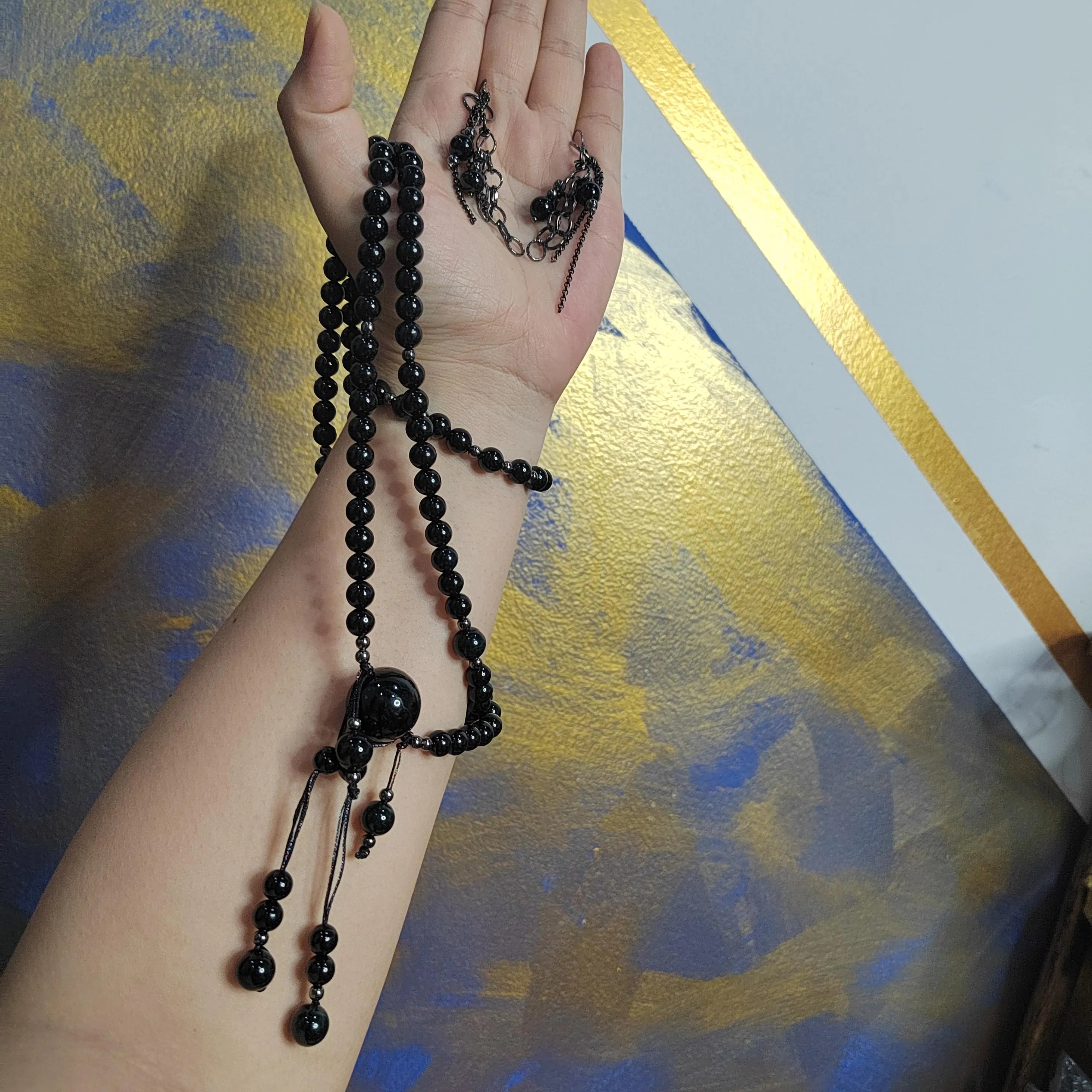 Certified Black Ink Jadeite Necklace Set | Burmese Mala, Earrings & Bracelet SL508 SL Precious