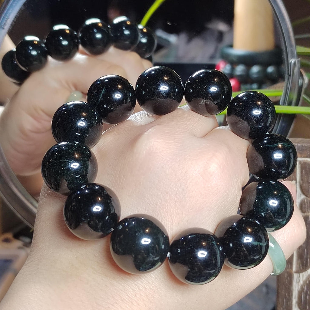 Certified Burmese Black Ink Jadeite Bracelet | 18–19 cm Wrist | Collector’s Privilege — SL510 SL Precious