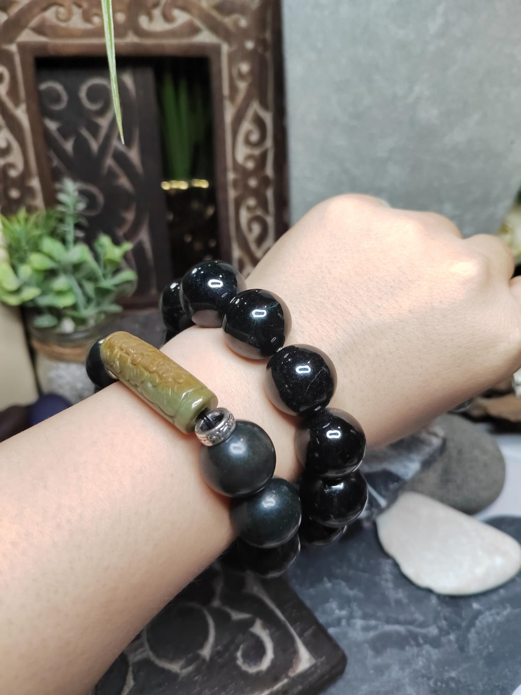Certified Burmese Black Ink Jadeite Bracelet | 18–19 cm Wrist | Collector’s Privilege — SL510 SL Precious