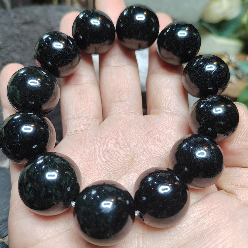 Certified Burmese Black Ink Jadeite Bracelet | 18–19 cm Wrist | Collector’s Privilege — SL510 SL Precious