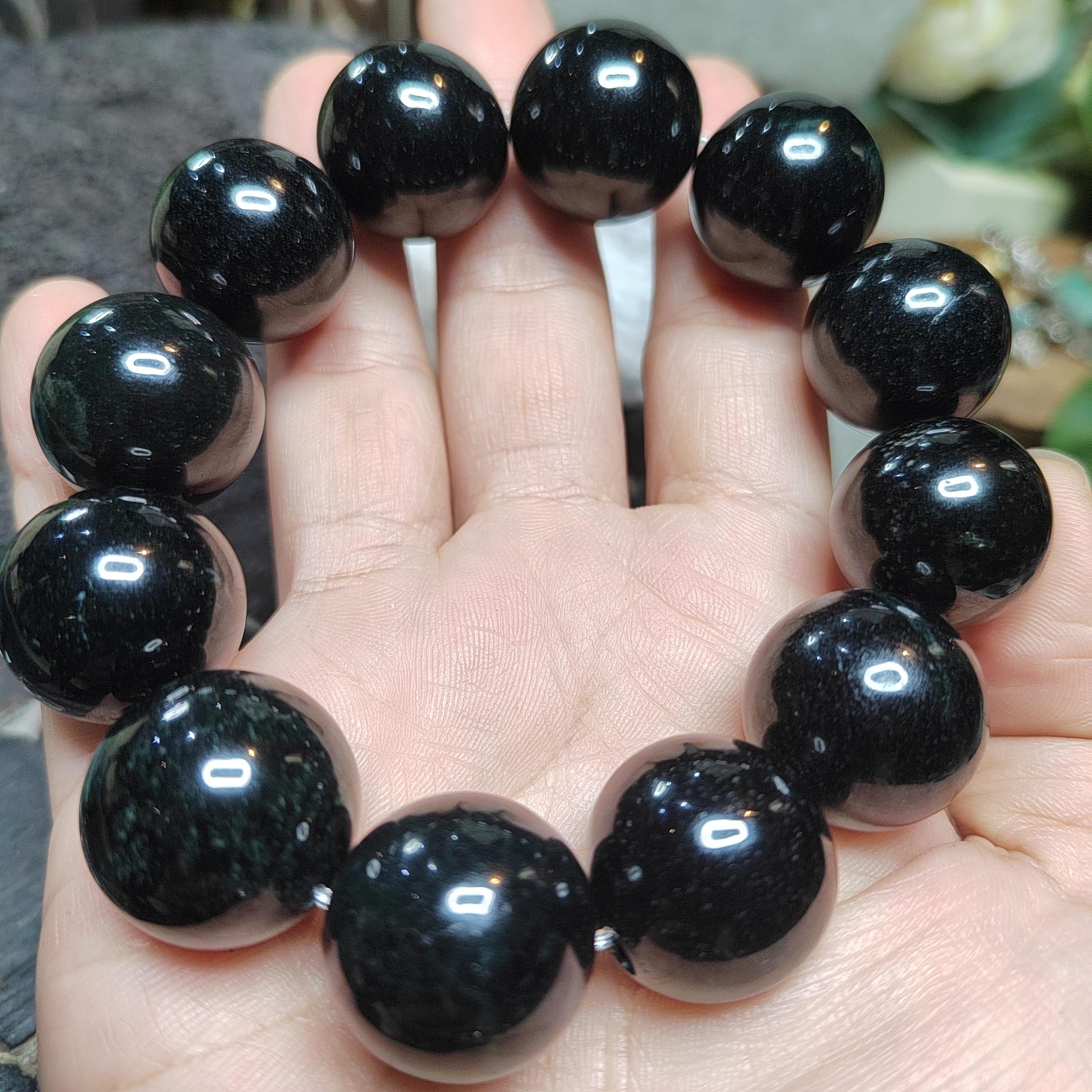 Certified Burmese Black Ink Jadeite Bracelet | 18–19 cm Wrist | Collector’s Privilege — SL510 SL Precious