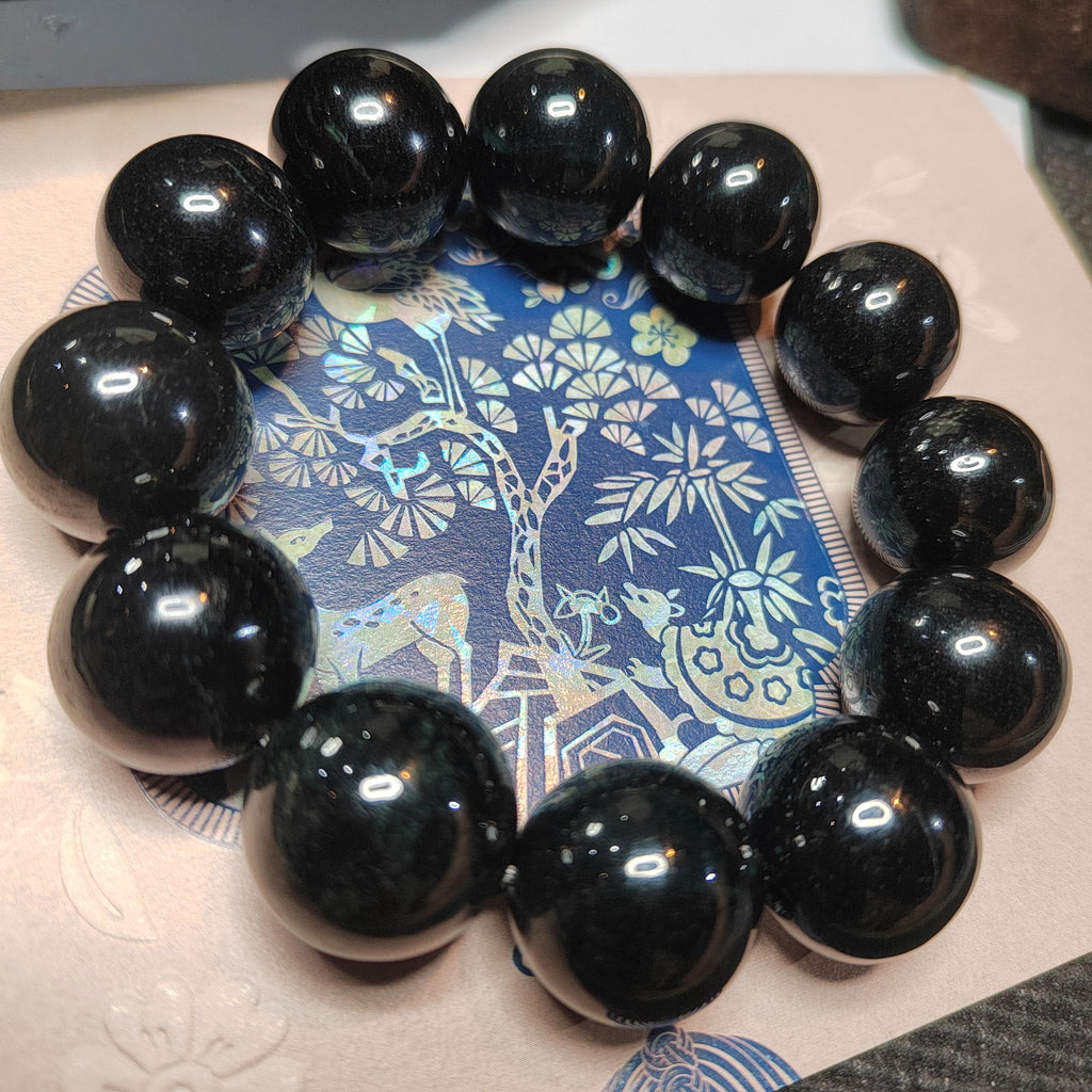 Certified Burmese Black Ink Jadeite Bracelet | 18–19 cm Wrist | Collector’s Privilege — SL510 SL Precious