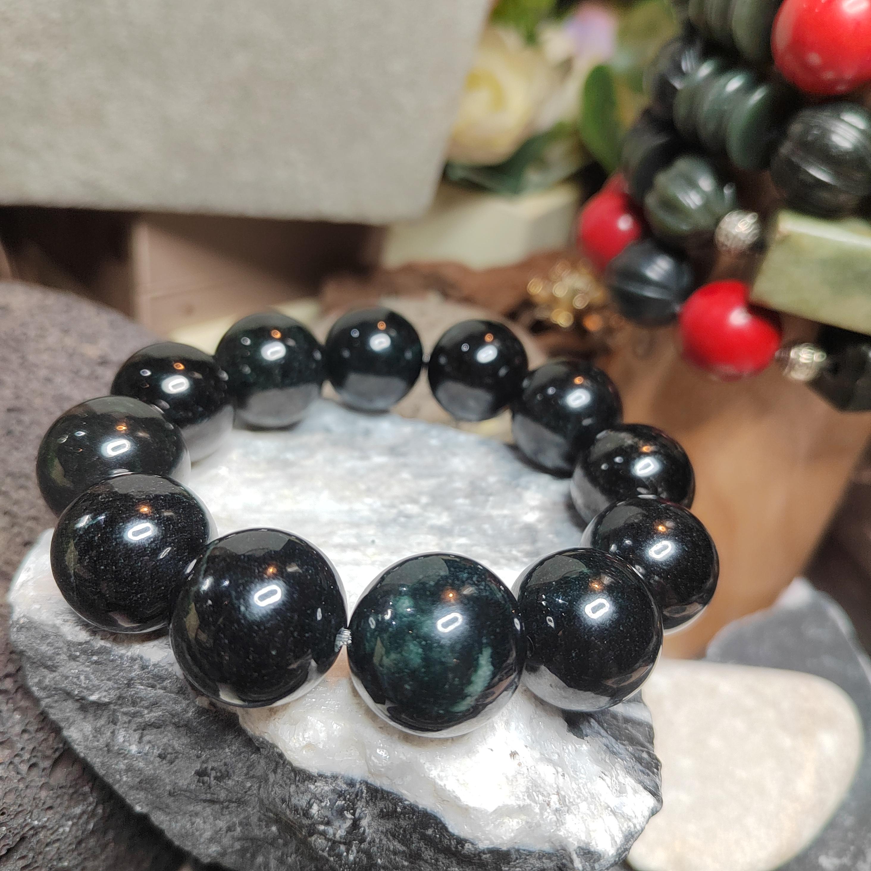 Certified Burmese Black Ink Jadeite Bracelet | 18–19 cm Wrist | Collector’s Privilege — SL510 SL Precious