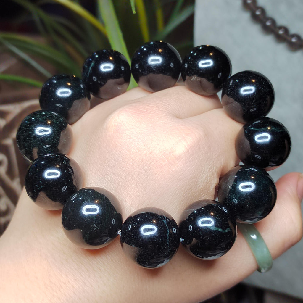 Certified Burmese Black Ink Jadeite Bracelet | 18–19 cm Wrist | Collector’s Privilege — SL510 SL Precious