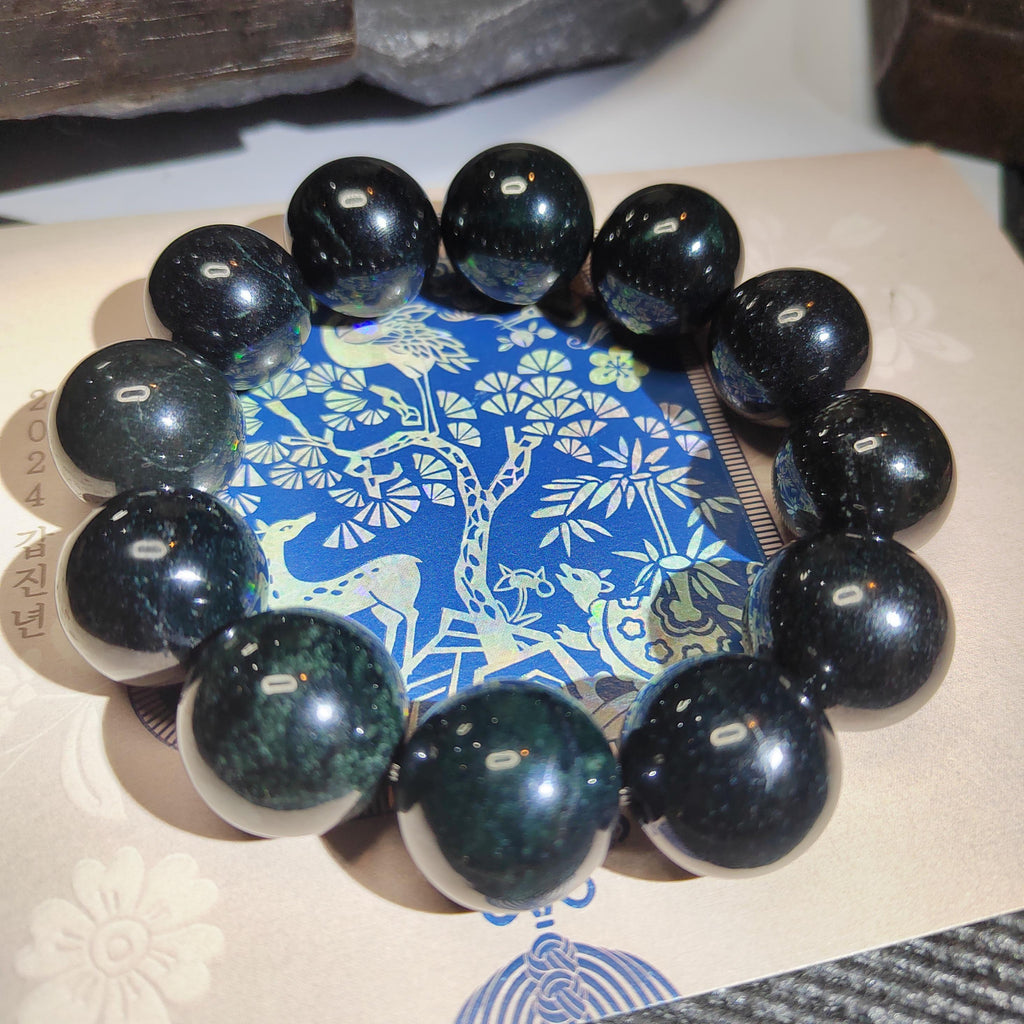 Certified Burmese Black Ink Jadeite Bracelet | 18–19 cm Wrist | Collector’s Privilege — SL510 SL Precious