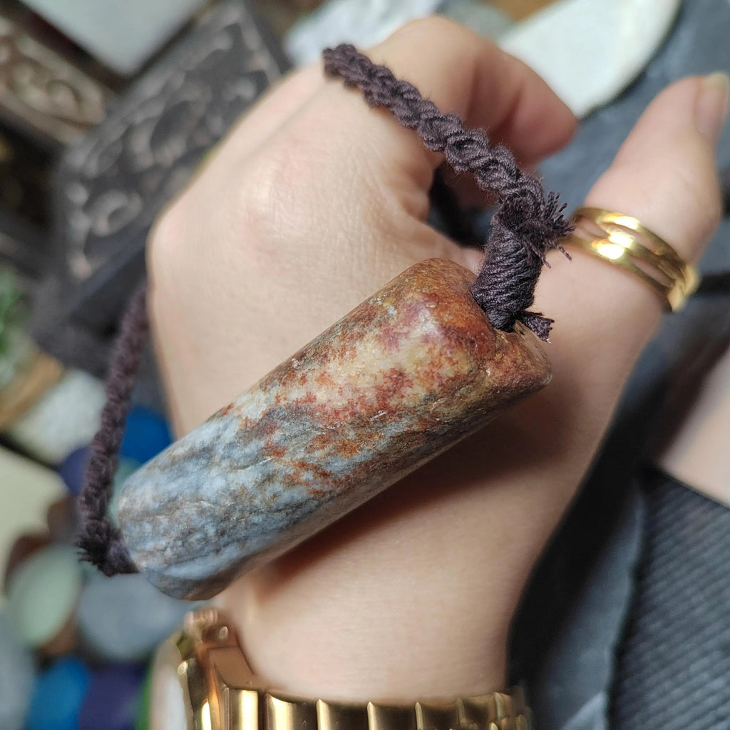 Certified Hemo Jade Pendant | Rare Nephrite Jade | 58mm Natural Stone Necklace 段树林河磨玉带红草吊坠SL512 SL Precious