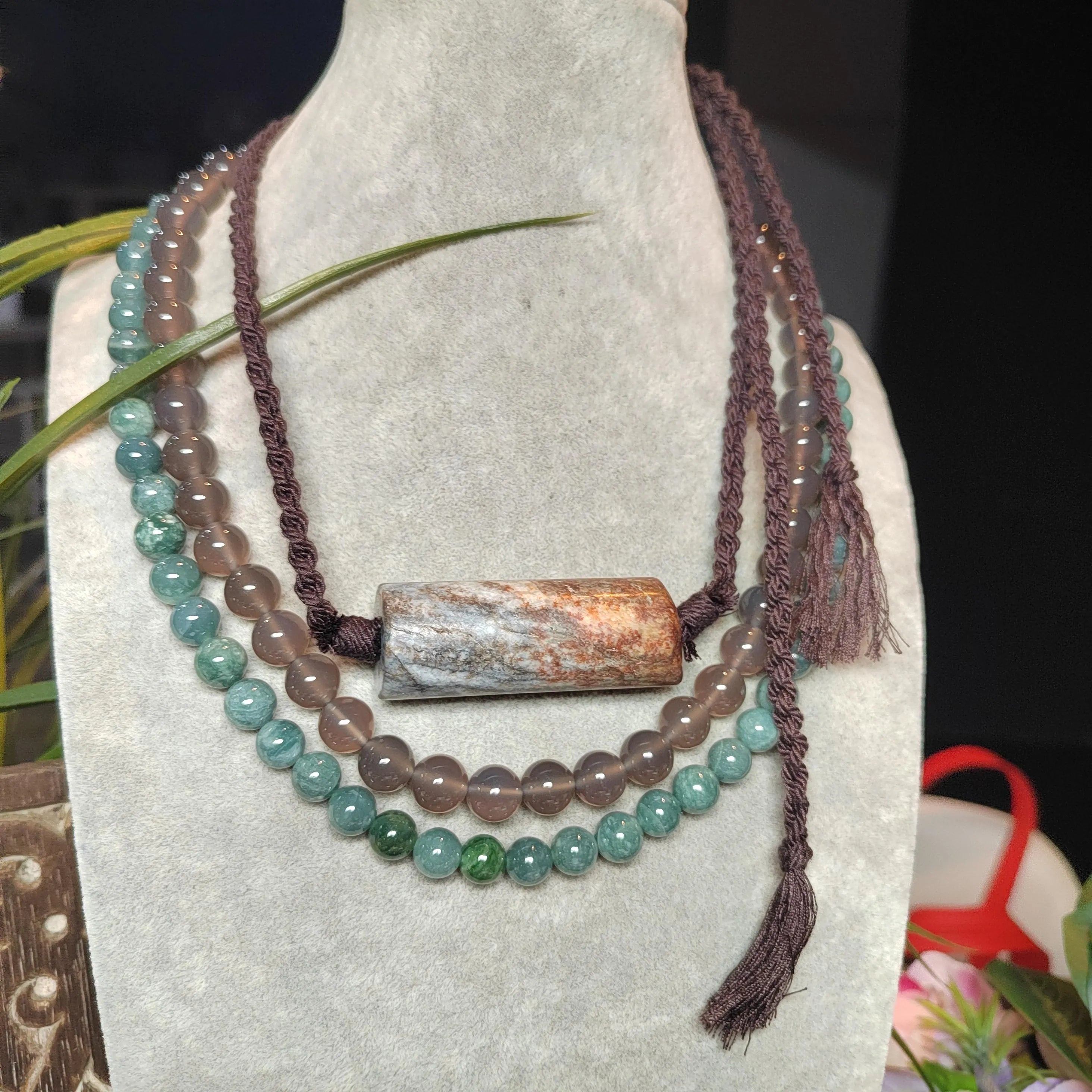 Certified Hemo Jade Pendant | Rare Nephrite Jade | 58mm Natural Stone Necklace 段树林河磨玉带红草吊坠SL512 SL Precious