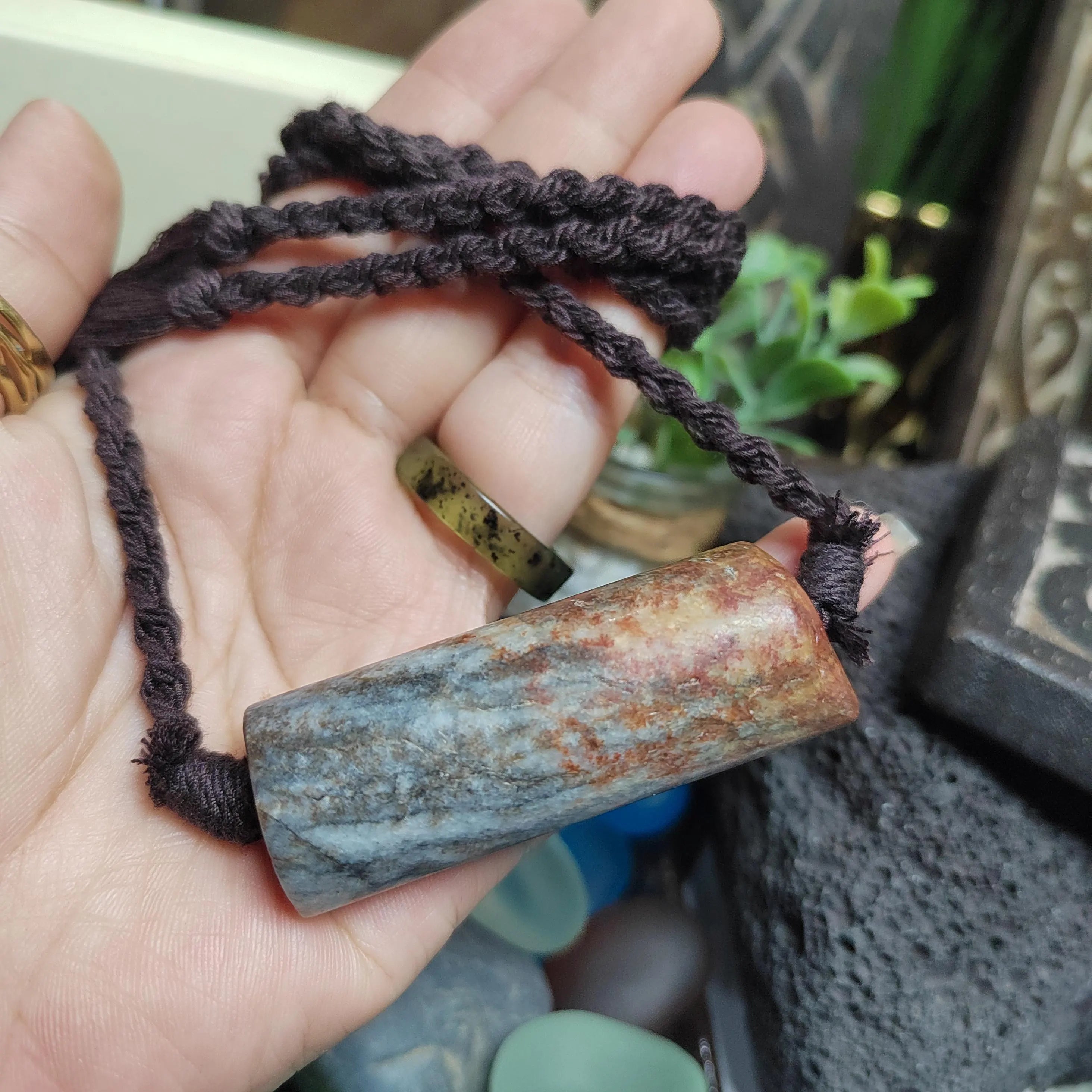 Certified Hemo Jade Pendant | Rare Nephrite Jade | 58mm Natural Stone Necklace 段树林河磨玉带红草吊坠SL512 SL Precious