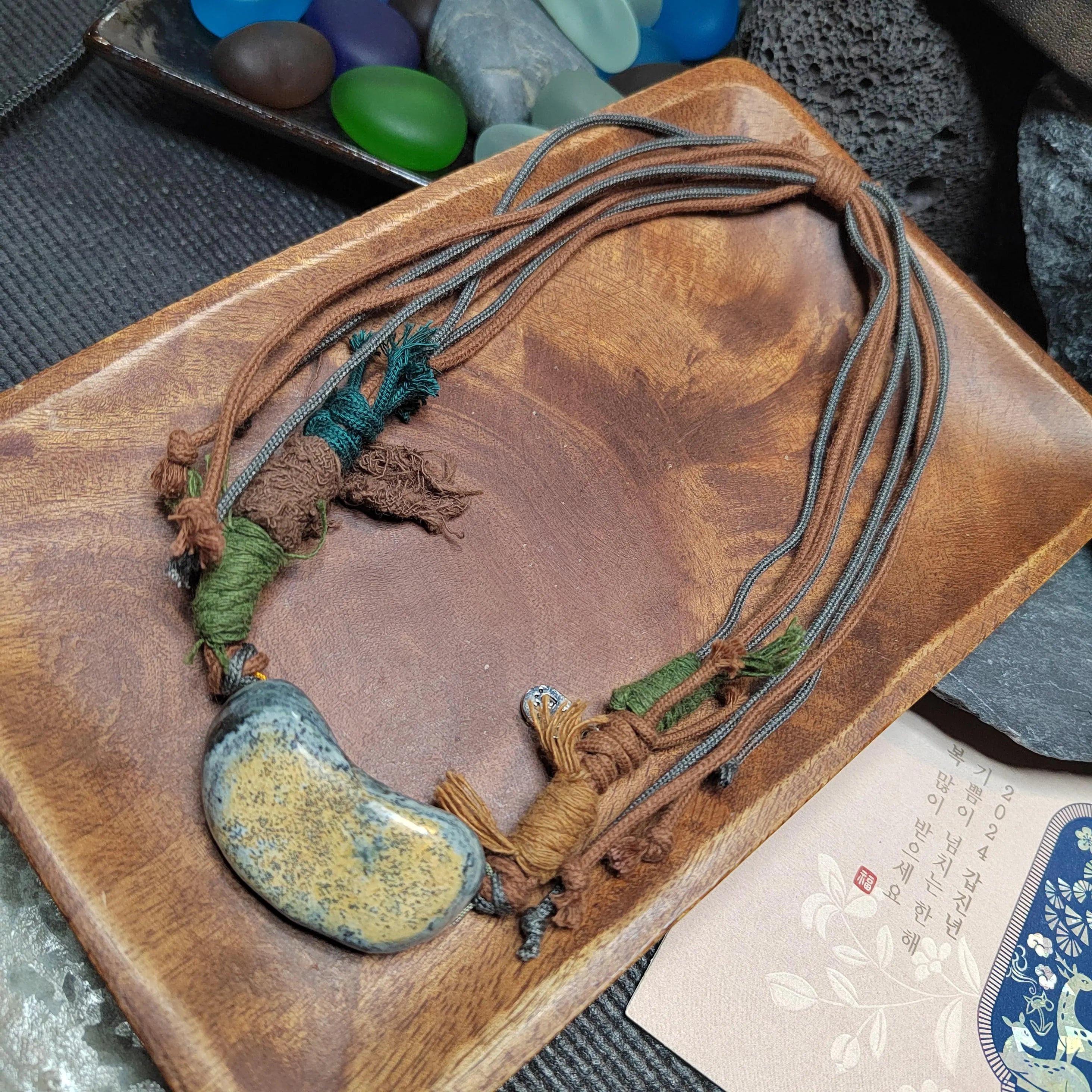 Certified Handmade 2‑Ways Design Pendant Necklace & Bracelet 段树林河磨玉枕头水草 | SL513 SL Precious