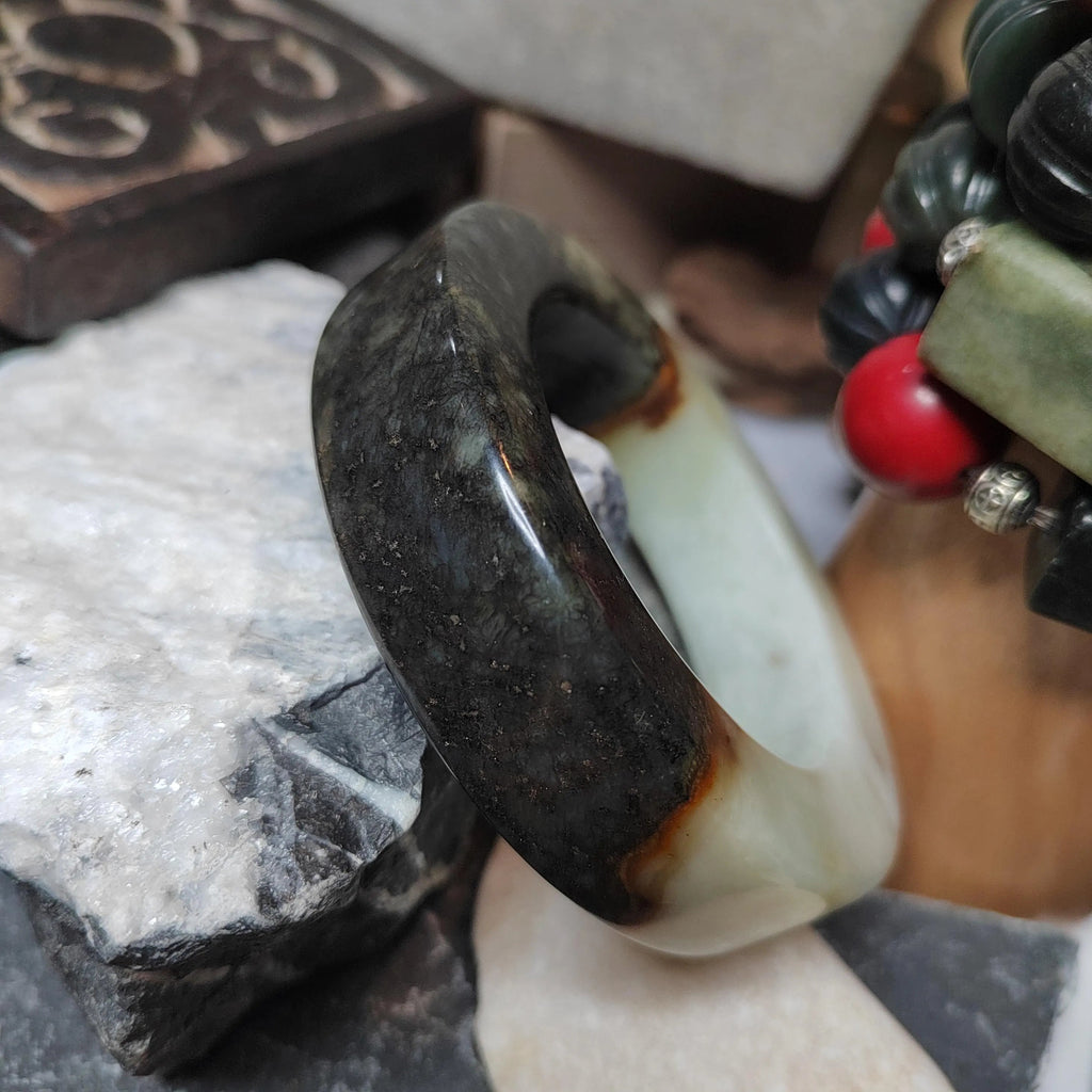 Certified Natural Xiuyan Large Thick Flat Cut Jade Bangle | 59.8mm SL490 SL Precious