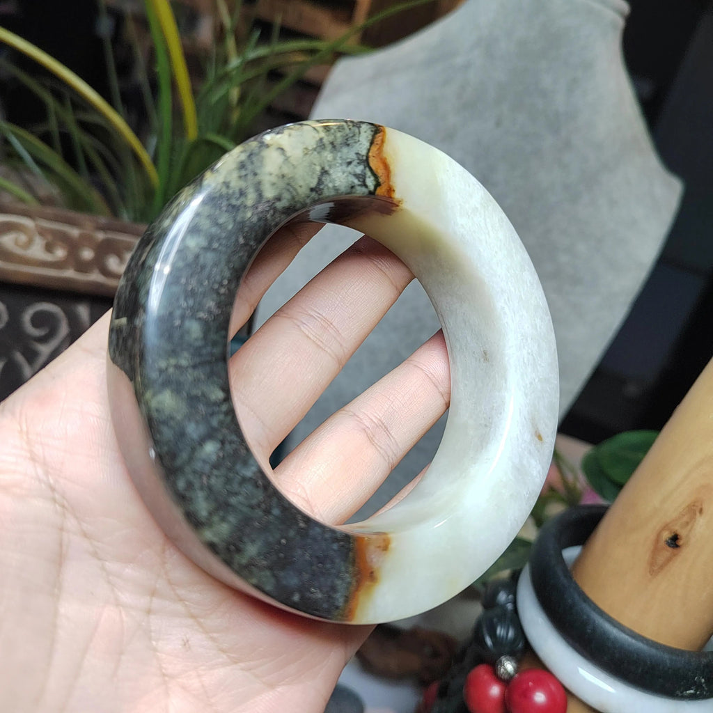 Certified Natural Xiuyan Large Thick Flat Cut Jade Bangle | 59.8mm SL490 SL Precious