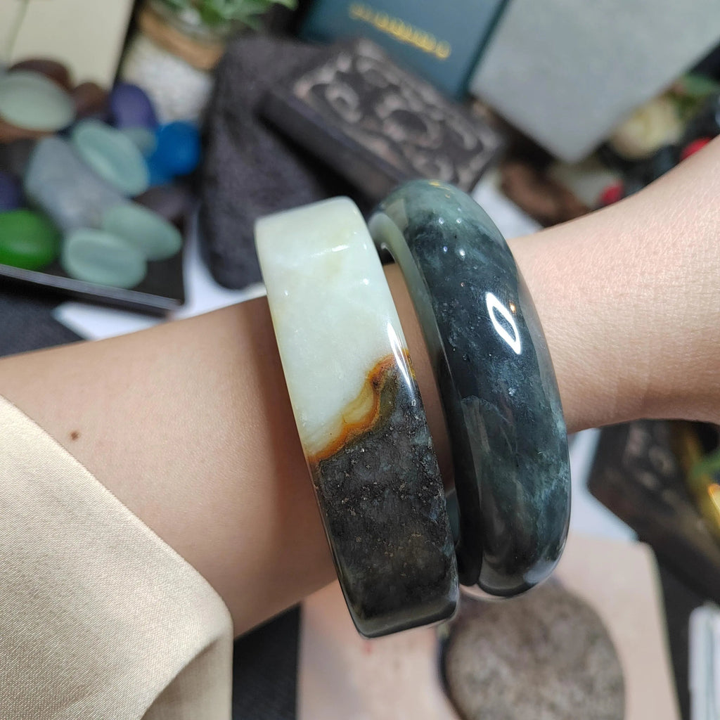 Certified Natural Xiuyan Large Thick Flat Cut Jade Bangle | 59.8mm SL490 SL Precious